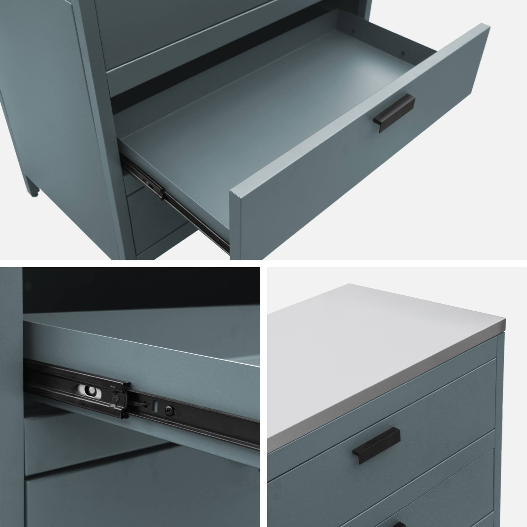 Cozinha externa em aço com 3 gavetas, 80cm, Naxos, Azul cinza, 80x49x87.5 cm - 5