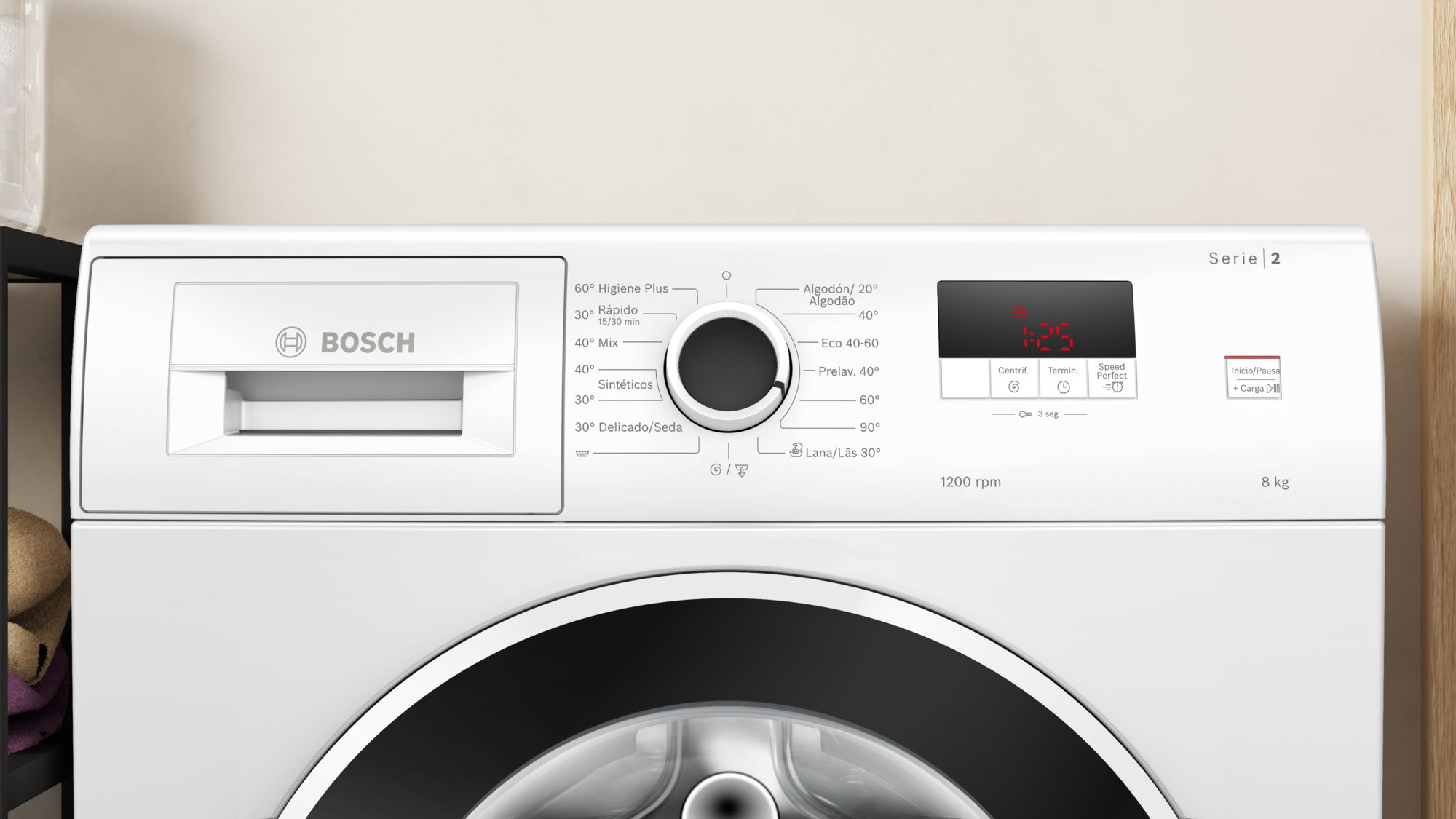 Serie 2 Máquina de lavar roupa, Carga frontal 8 kg 1200 rpm WGE03200ES - 2
