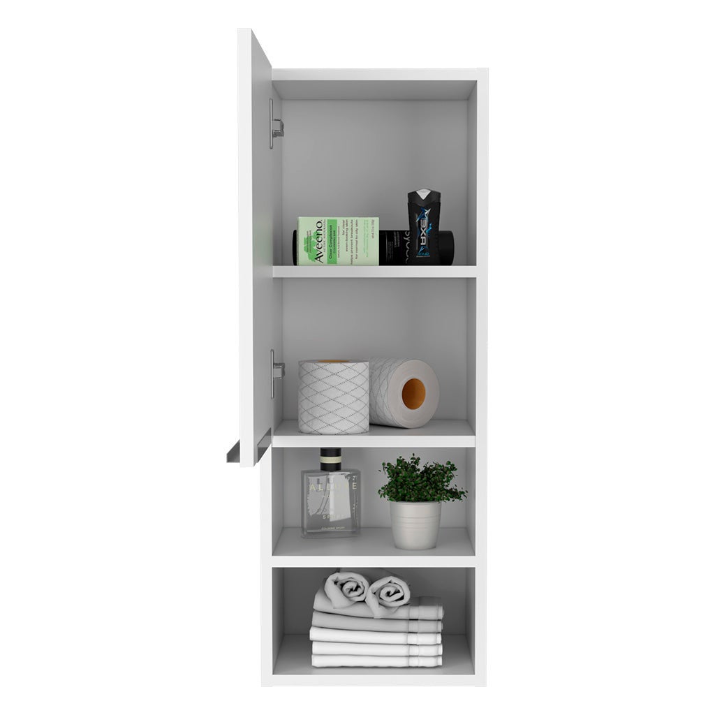 Armario de Pared baño Mila en melamina con una puerta y cuatro estantes , 81.7 X 30 X 25.5 cm , Blanco - 4