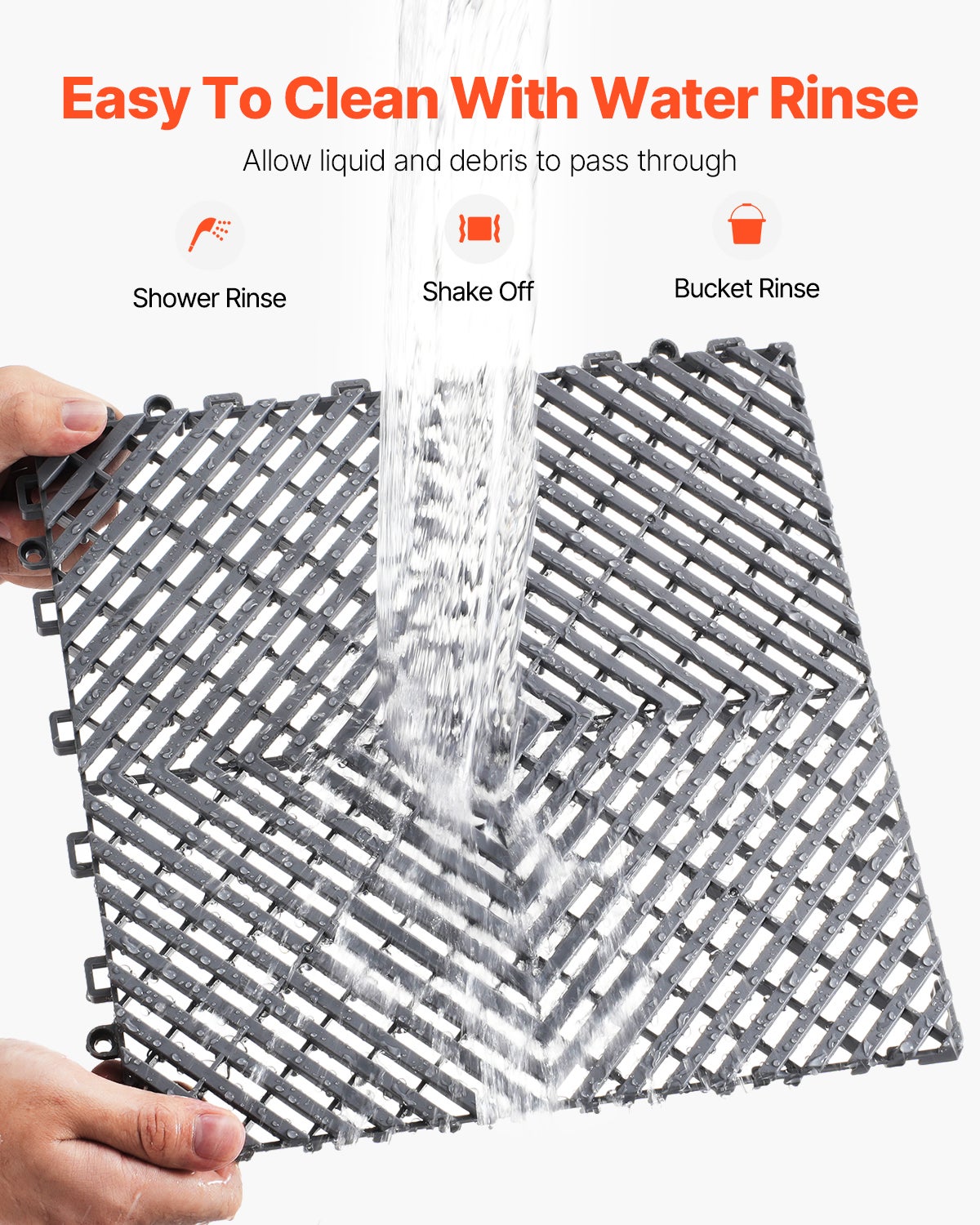 Tapis de drainage emboîtable,VEVOR 310x310 mm,55 pcs,coussin de sol PP antidérapant gris,dalles modulaires pour garage,jardin,cuisine - 4