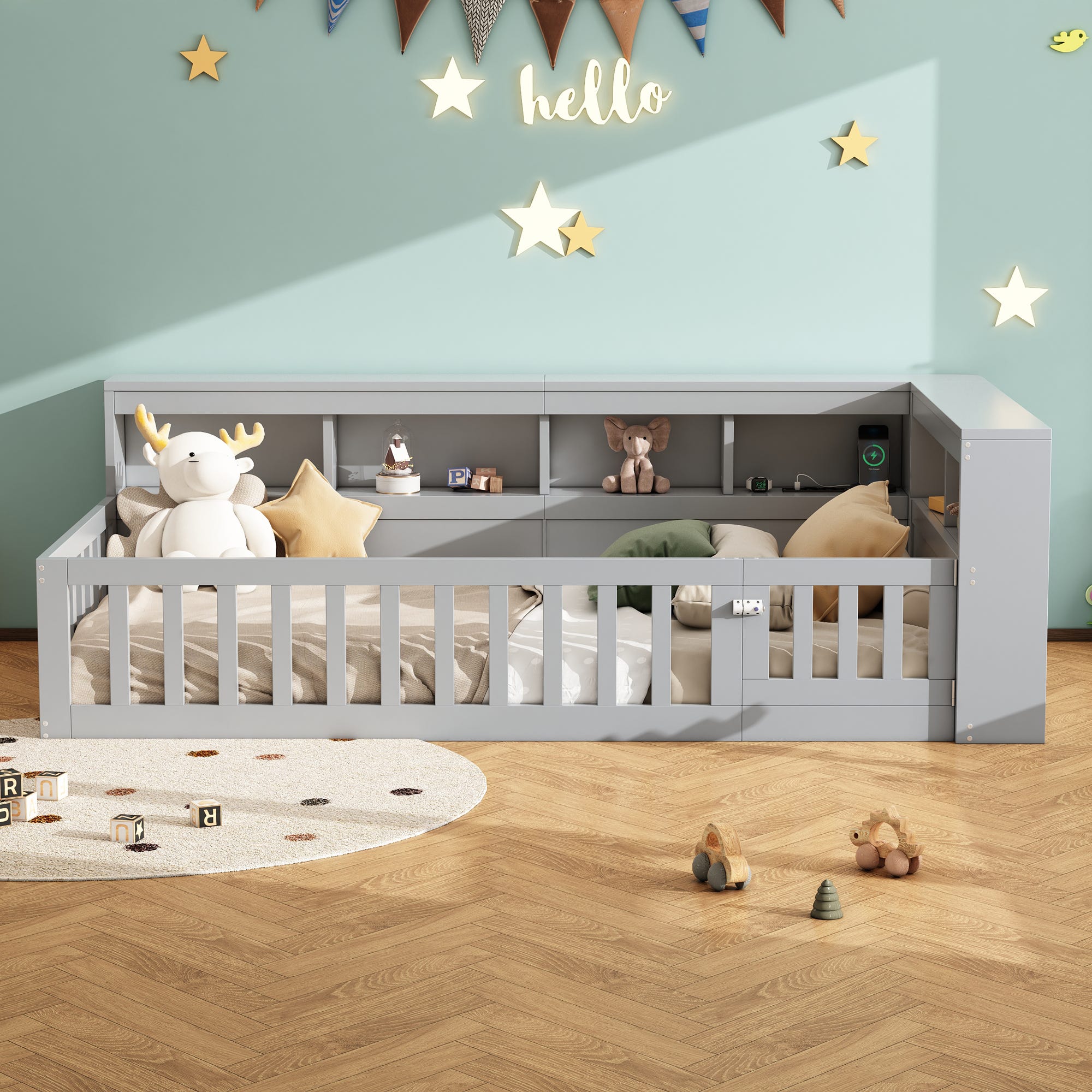 Letto Per Bambini 90x200 Cm Comodino Con Contenitore Rete A Doghe letto-per-bambini-90x200-cm-comodino-con-contenitore-rete-a-doghe
