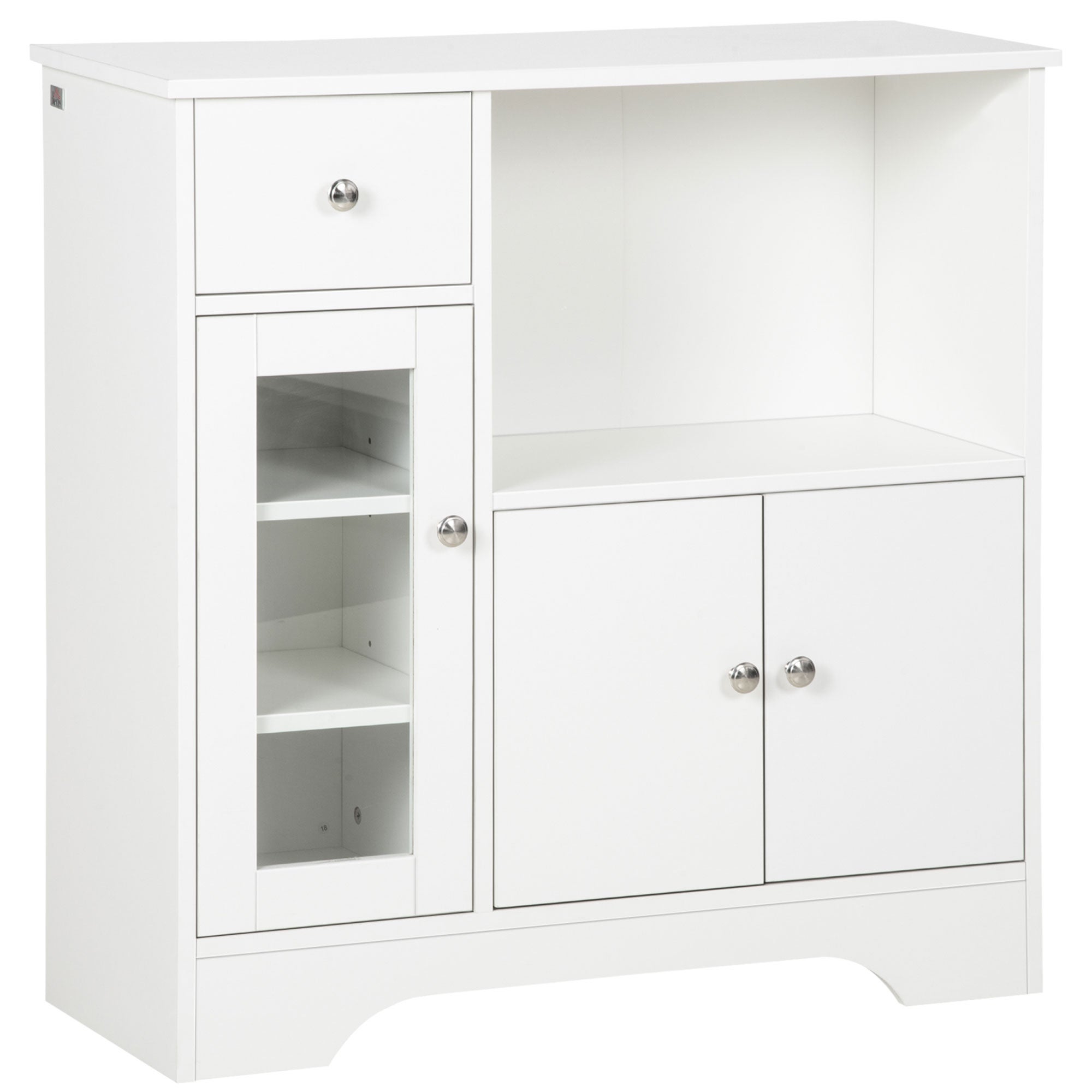 Aparador de cocina moderno con puerta de vidrio mueble auxiliar de almacenaje para comedor 80x30x82 cm blanco
