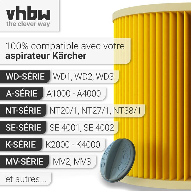 Wessper Filtro a cartuccia per Kärcher K 3011 K2201 NT 301 K 2201 G * AUS K 3000 PLUS K 2901 S K 2001 (per uso a secco Wessper Filtro a cartuccia per Kärcher K 3011 K2201 NT 301 K 2201 G * AUS K 3000 PLUS K 2901 S K 2001 (per uso a secco