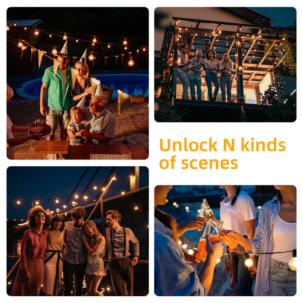 25-stopowe zewnętrzne lampki LED G40 z 12 żarówkami, wodoodporne, odporne na stłuczenia, ściemnialne, wiszące, do kawiarni, bistro i na werandę - 4