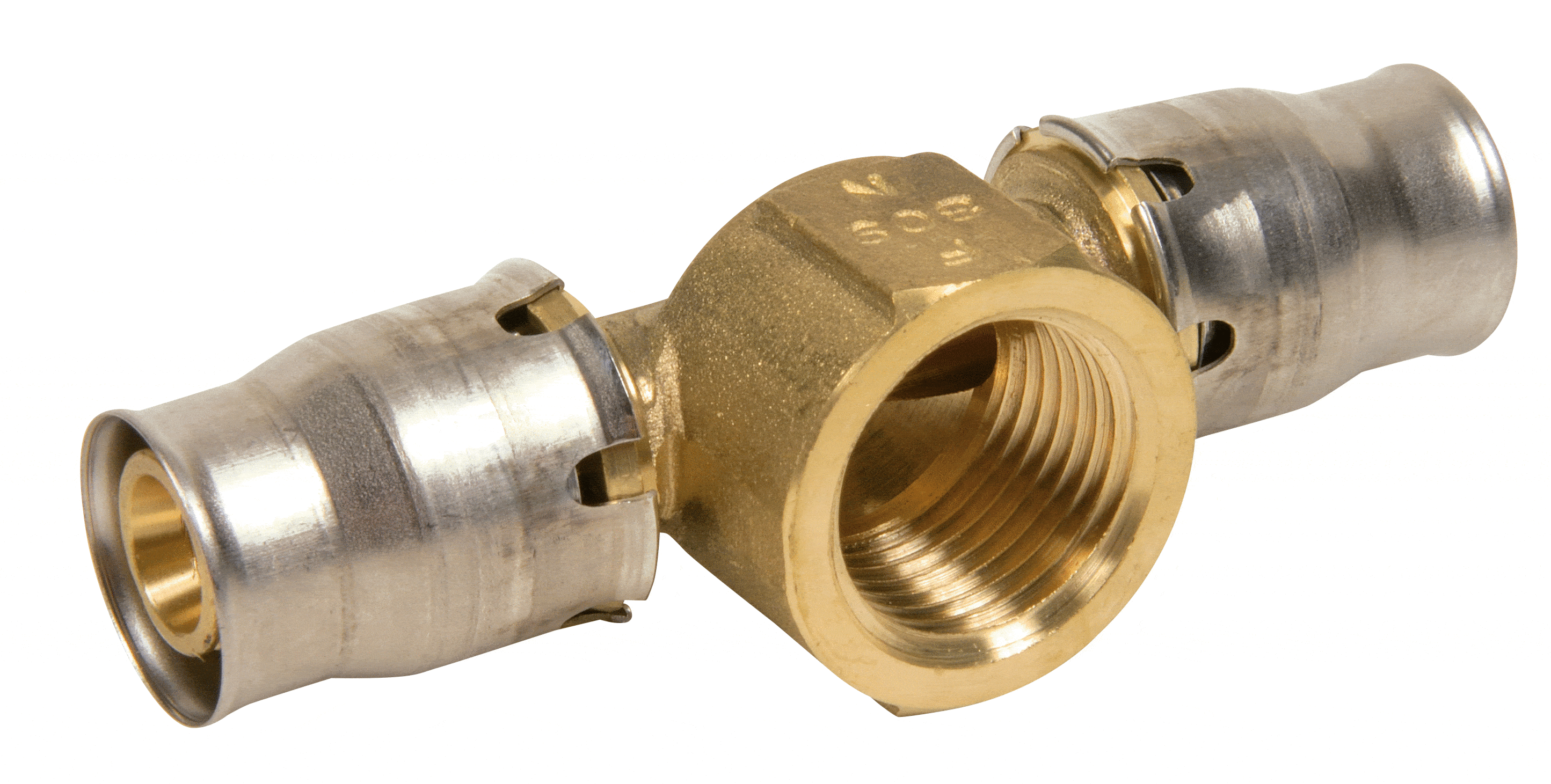 Teu prin impingere (Push-fit) cu filet interior din alama 20 mm - 1/2