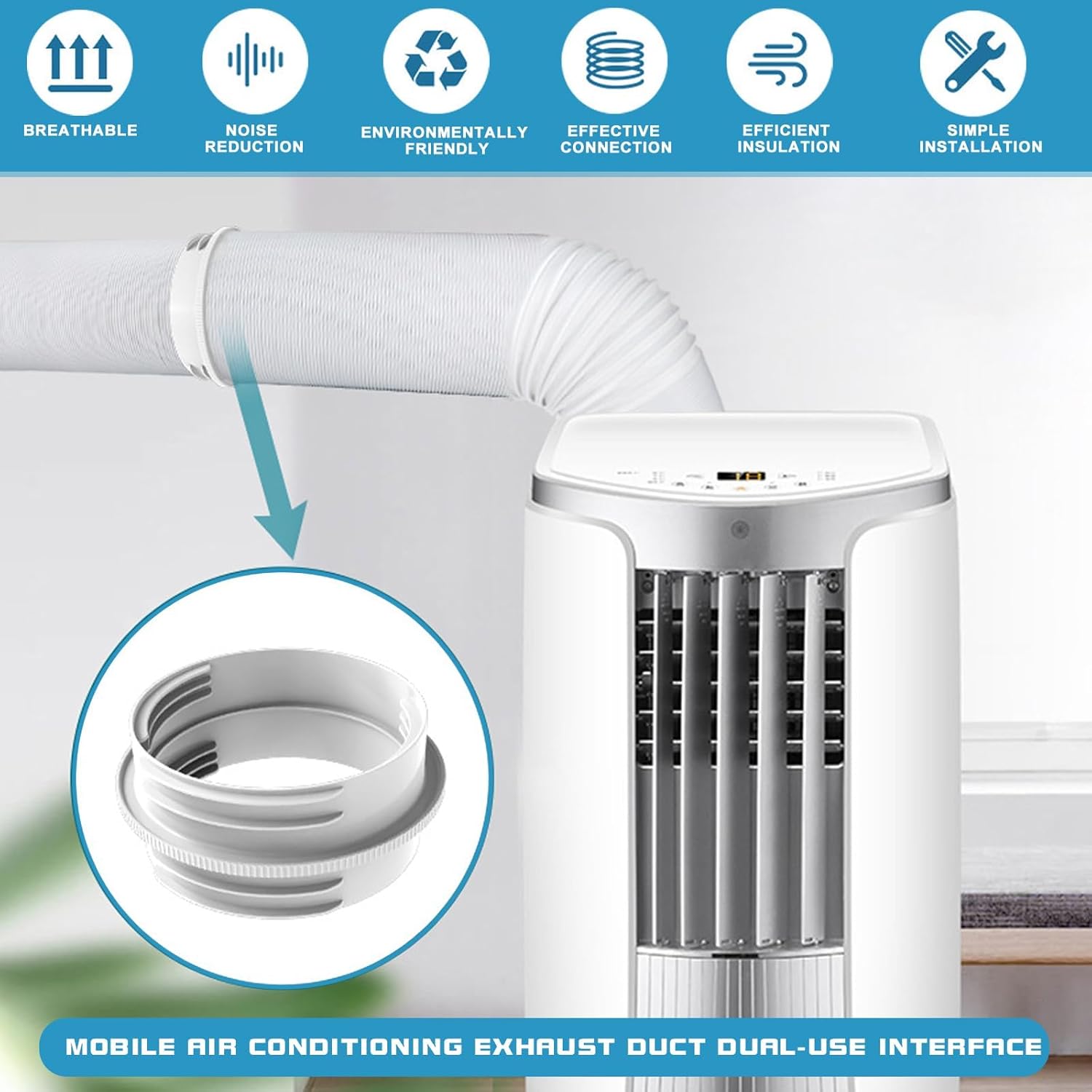 Tuyau Climatiseur Mobile Adaptateur Clim Fenetre,130 mm intérieur/150 mm extérieur,Adaptateur de tuyau d'échappement pour climatisation,Raccord de t - 4