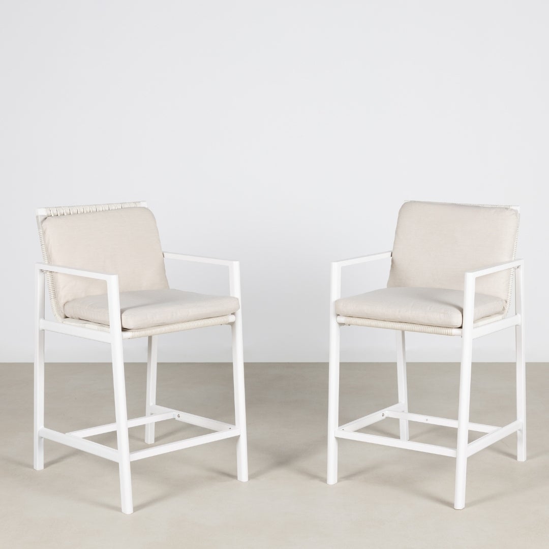 Conjunto coctail de jardín ONIX 4 pz blanco en aluminio con mesa alta y 4 sillas altas - 3