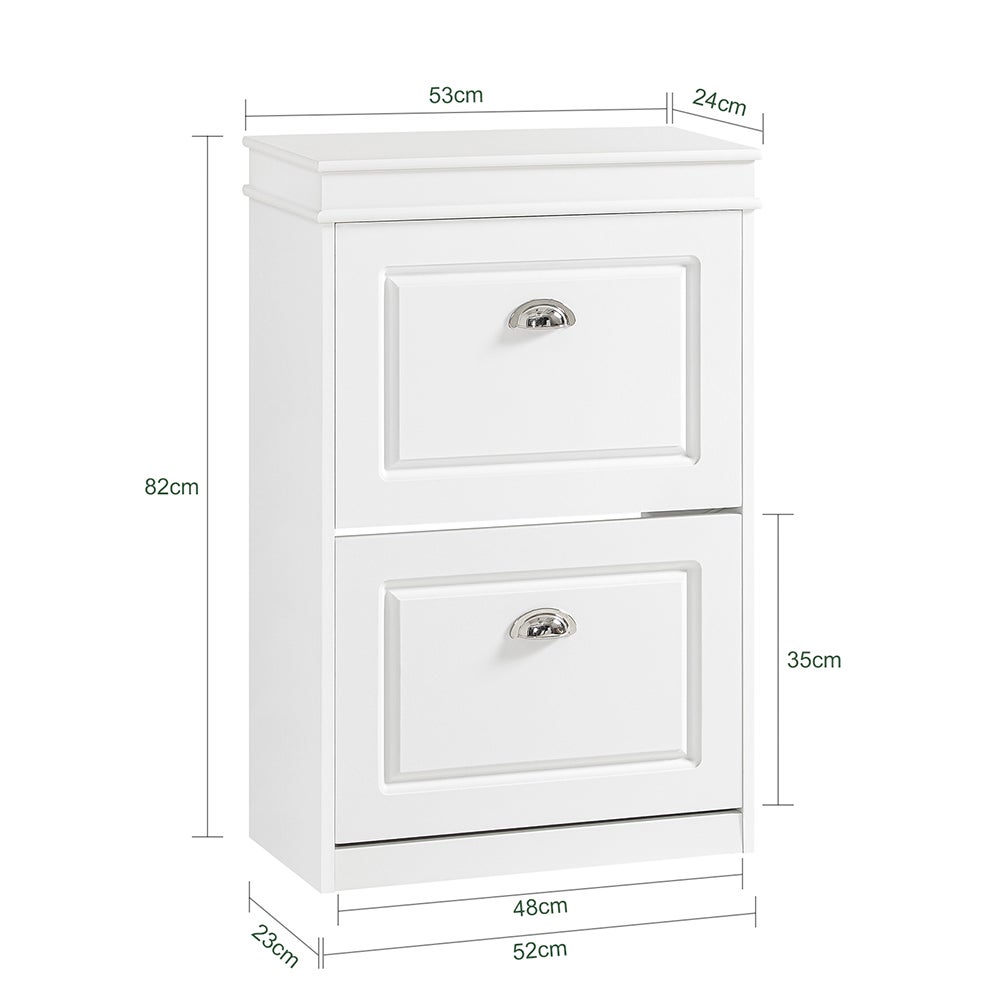 SoBuy Meuble de Rangement à Chaussures Armoire à Chaussures 2 abattants Meuble d'entrée Coffre Rangement Blanc, FSR78-W - 3
