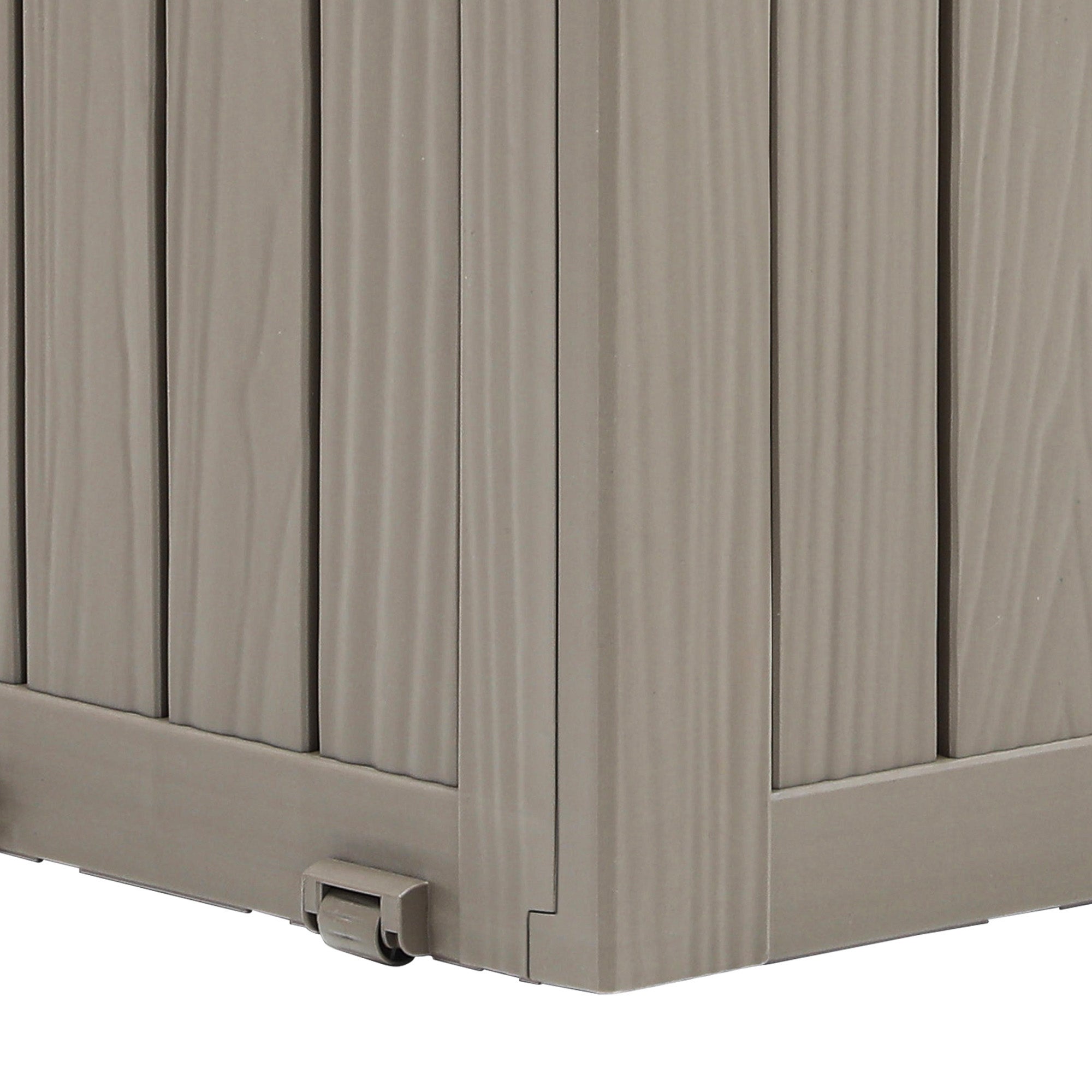 YITAHOME Caja de Almacenamiento Exterior con Ruedas-Caja de Cubierta de Plástico 270L-117 x 53.5 x 55 cm-Marrón Claro - 9