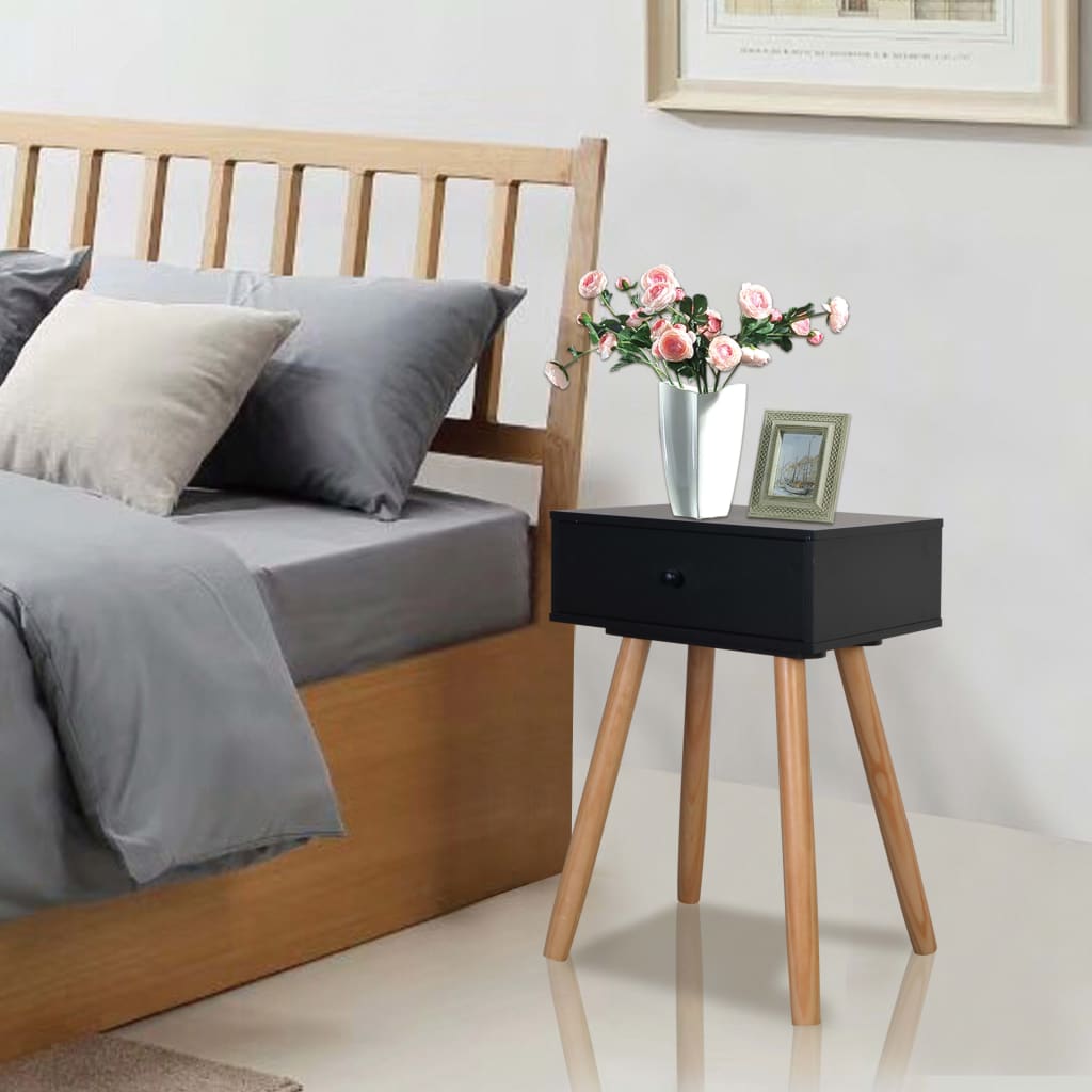 Set Di 2 Tavolini Piccoli Con Ripiano Portaoggetti - Comodini Per Camera Da Letto, Soggiorno E Ufficio, Design Minimalista In Nero