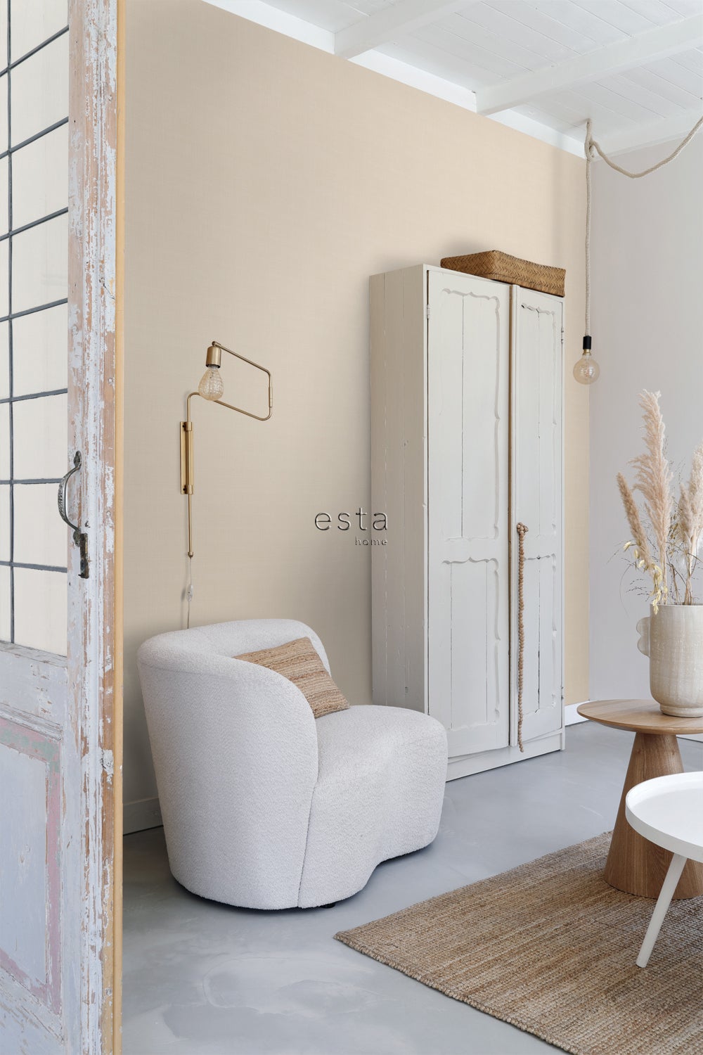 Tapeta lniana tekstura piaskowego beżu - 53 cm x 10.05 m - ESTAHOME - 6