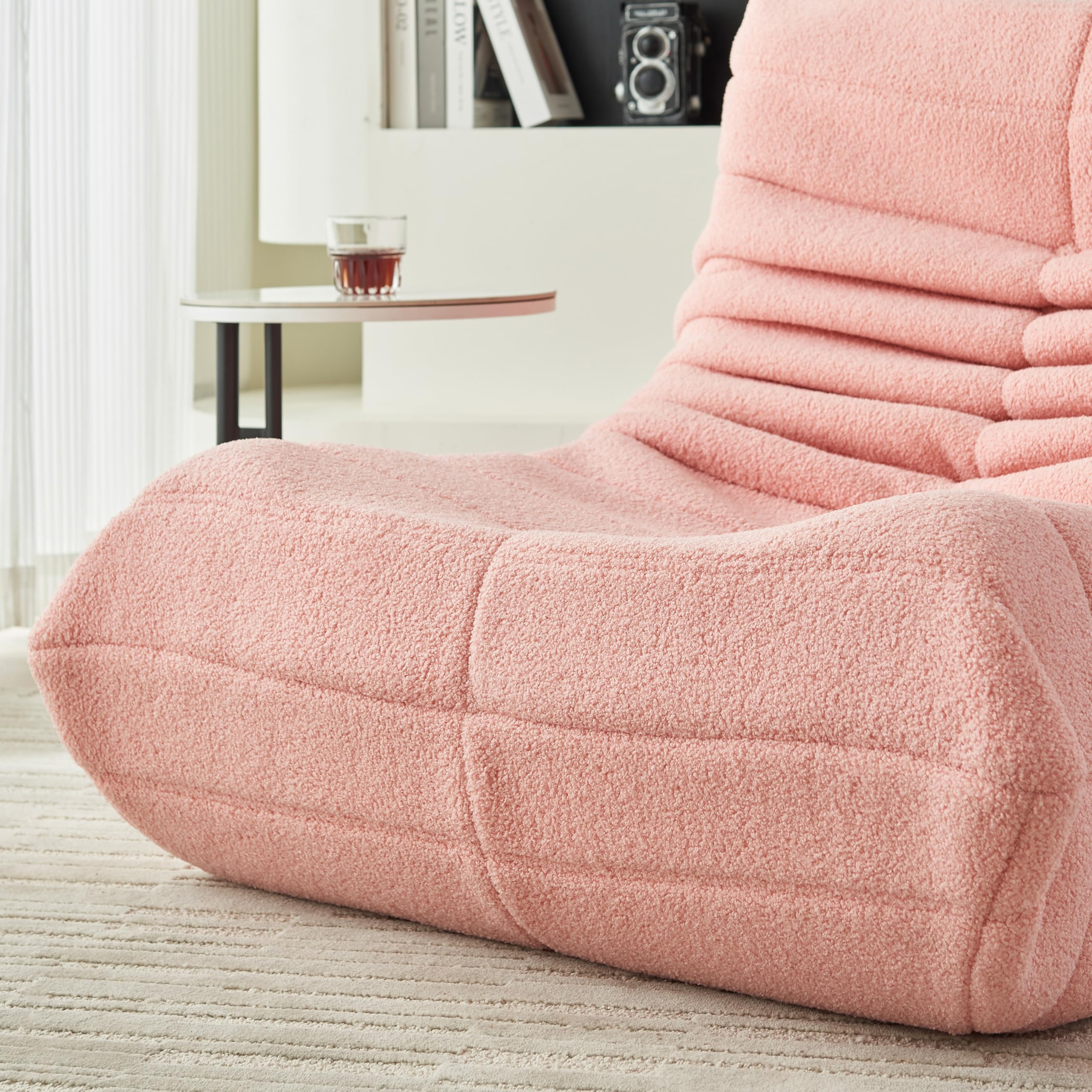 Pouf géant - Canapé de sol avec dossier - Fauteuil de lecture d'intérieur confortable XXL - Pour salon et chambre à coucher - 86 x 105 x 75 cm - Rose - 2