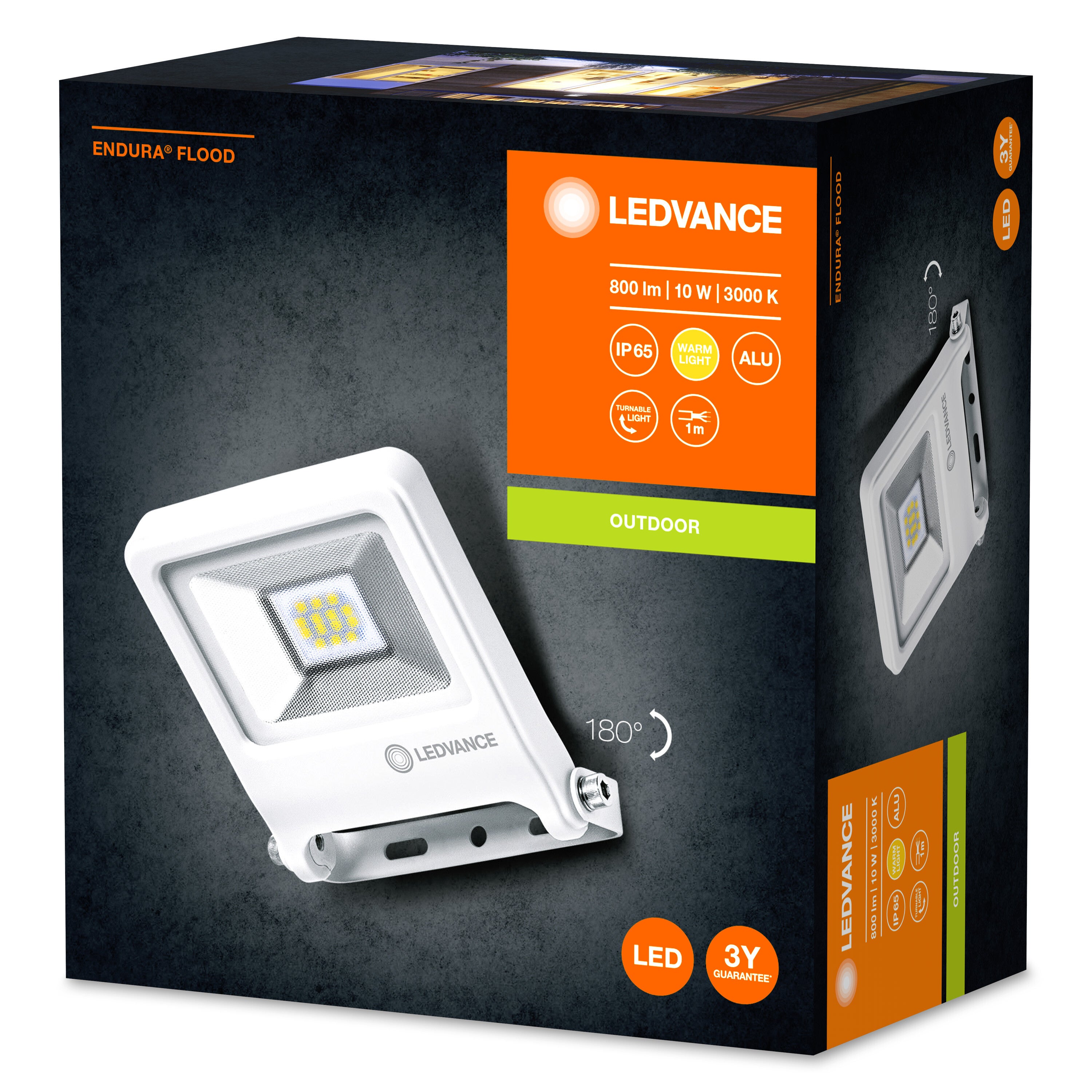 LEDVANCE Projecteur LED pour mur, ENDURA® FLOOD blanc chaud / 10 W, 220…240 V, Angle de rayonnement: 120°, blanc chaud, 3000 K, Matériau: aluminium, - 2