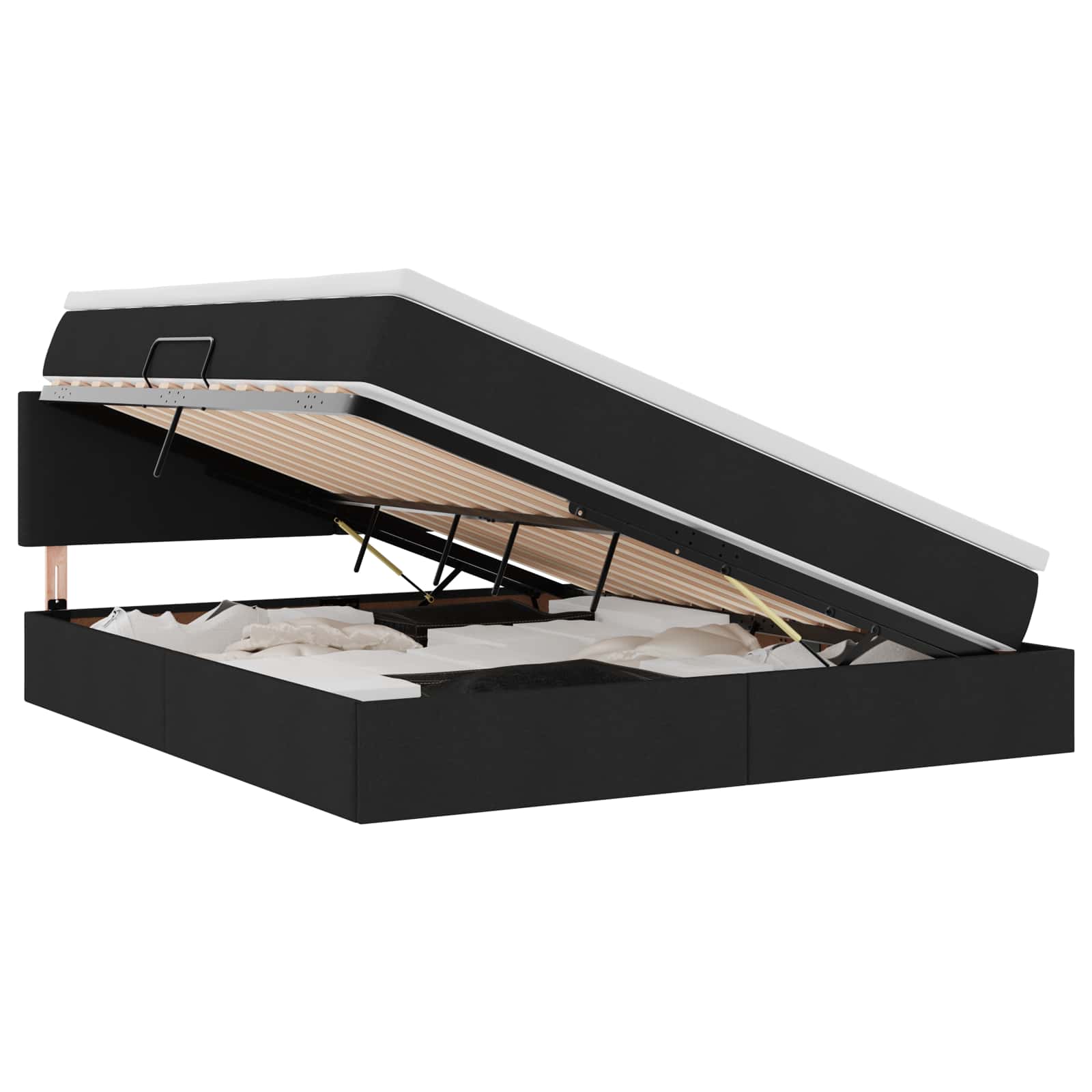 Lit avec rangement et matelas noir 180 x 200 cm en velours - 2