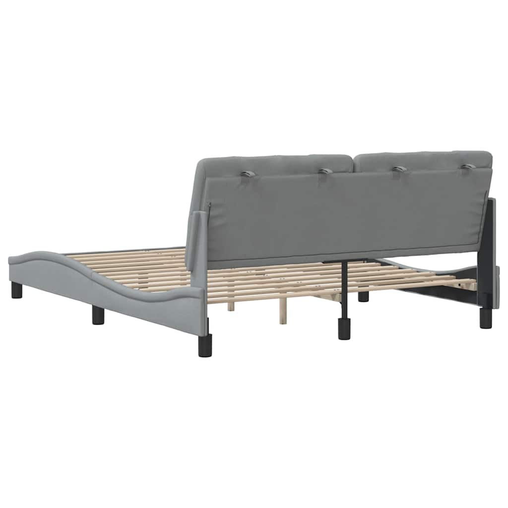Cadre de lit sans matelas gris clair 160 x 200 cm en tissu - 9