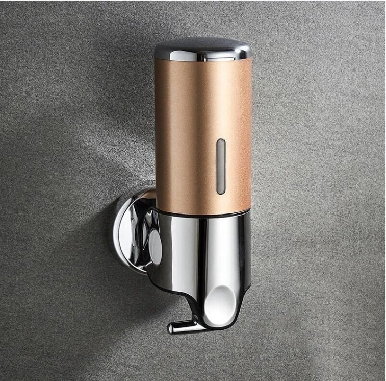 Dozownik do mydła ścienny 450 ml, dozownik do mydła do rąk z pojedynczą głowicą, dozownik do żelu pod prysznic w płynie i szamponu (złoty)