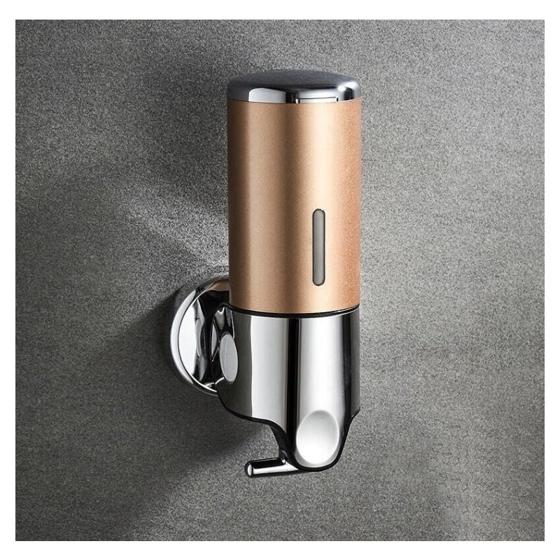 Dozownik do mydła ścienny 450 ml, dozownik do mydła do rąk z pojedynczą głowicą, dozownik do żelu pod prysznic w płynie i szamponu (złoty)