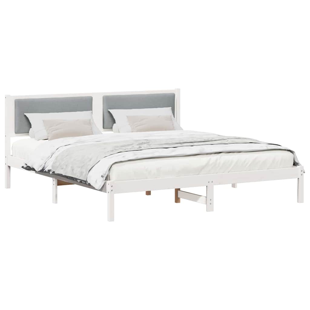 Cadre de lit gris clair, pin massif, pour la chambre, 200 × 200 cm - 3