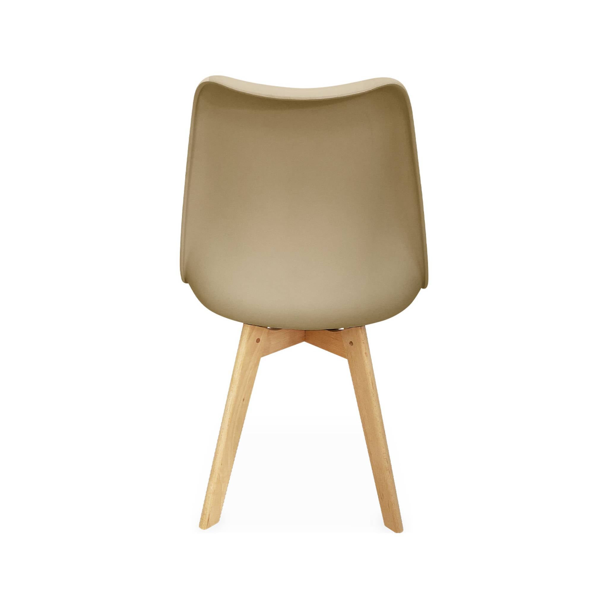 Set 4 sedie scandinave imbottite, gambe in legno , Cappuccino - 7