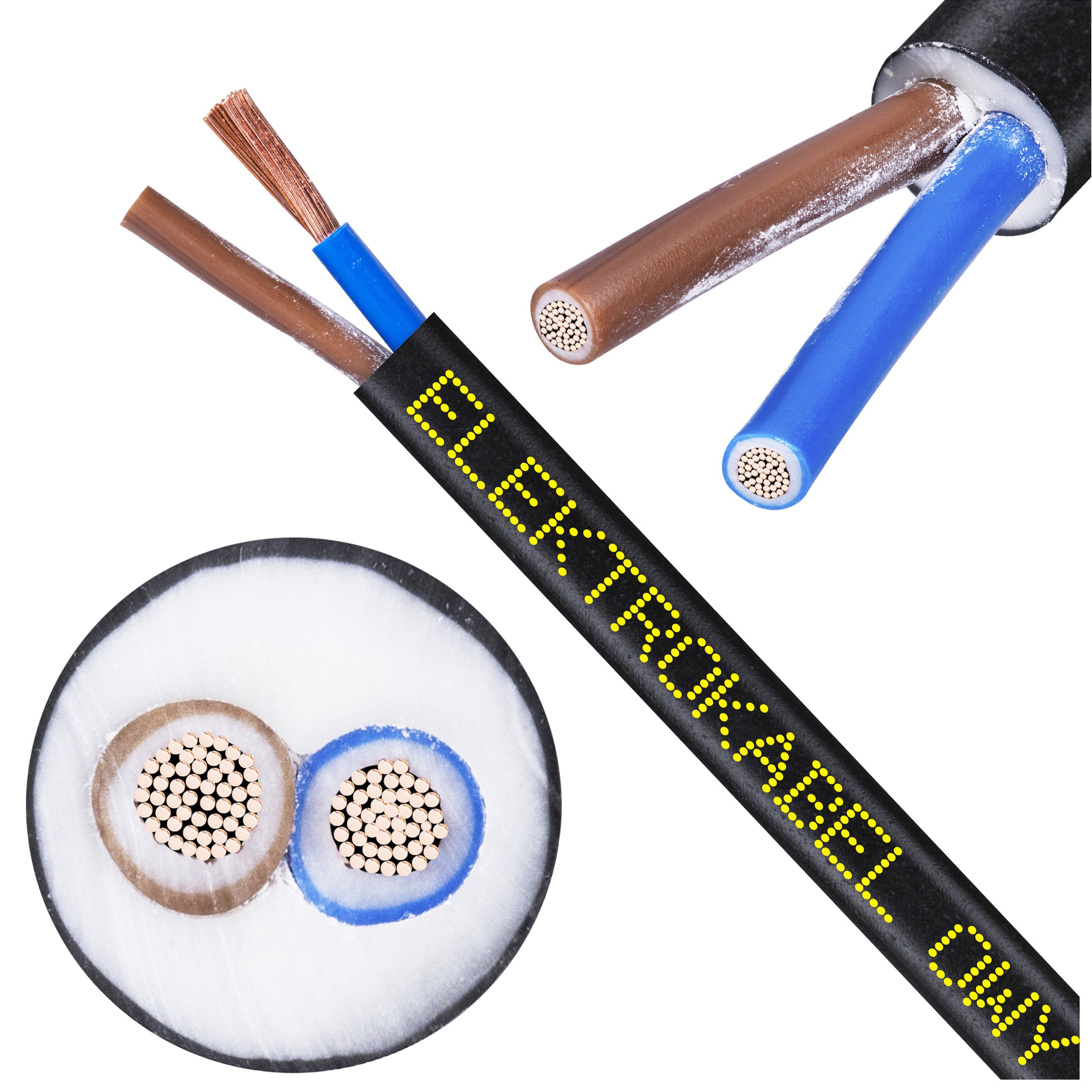 Kabel warsztatowy OWY / H05VV-F 2x1,5mm2 czarny 300/500V giętki linka Elektrokabel 100m