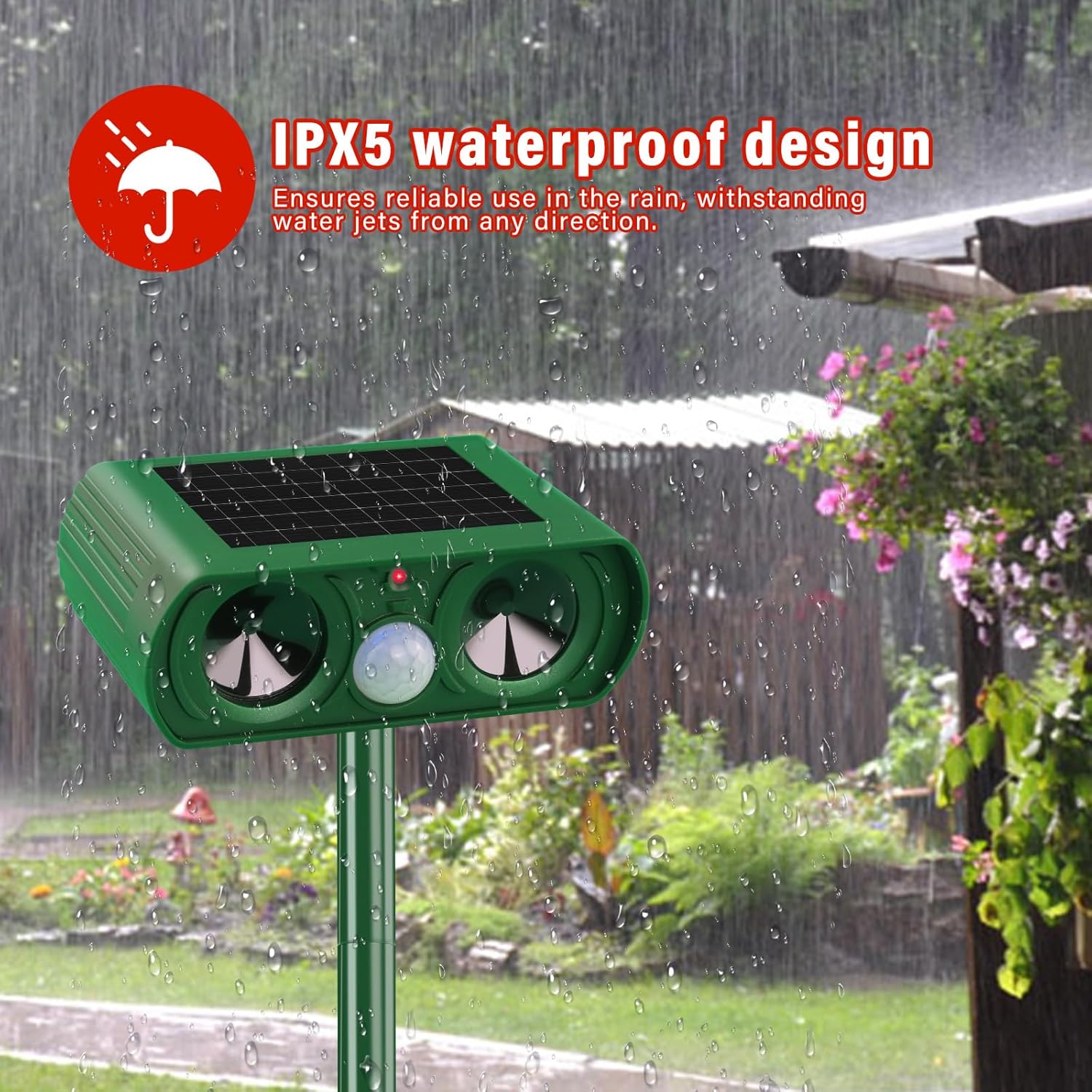 Repelente solar ultrassônico para gatos, repele eficazmente gatos, pássaros, raposas, guaxinins, coelhos e outros animais - 4