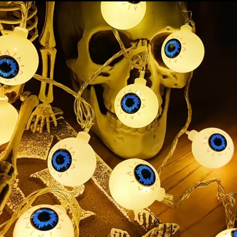 Lampki Halloween 6 m, 40 LED zasilane bateriami, idealne do dekoracji Halloween, zarówno wewnątrz, jak i na zewnątrz (ciepłe światło)