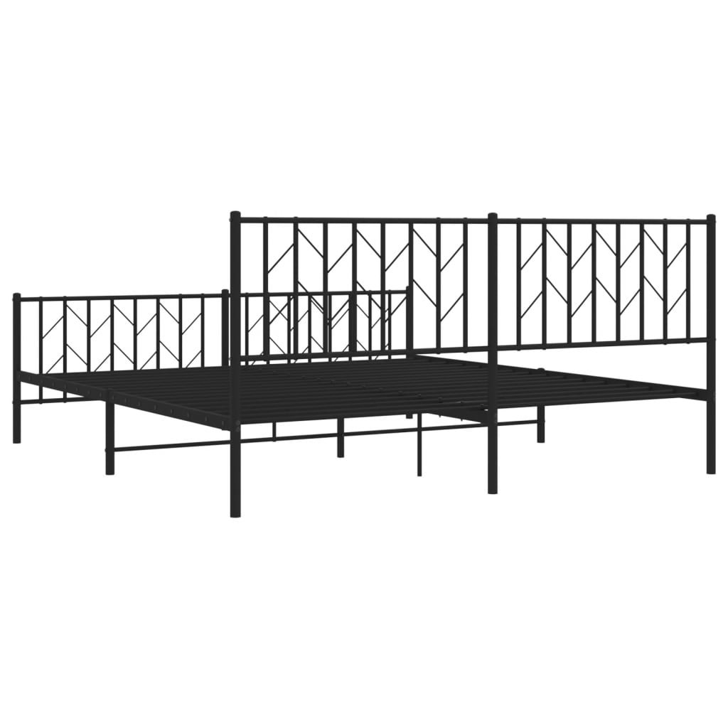 Estructura de cama sin colchón con estribo, de metal negro, para dormitorio, 183 × 213 cm - 7
