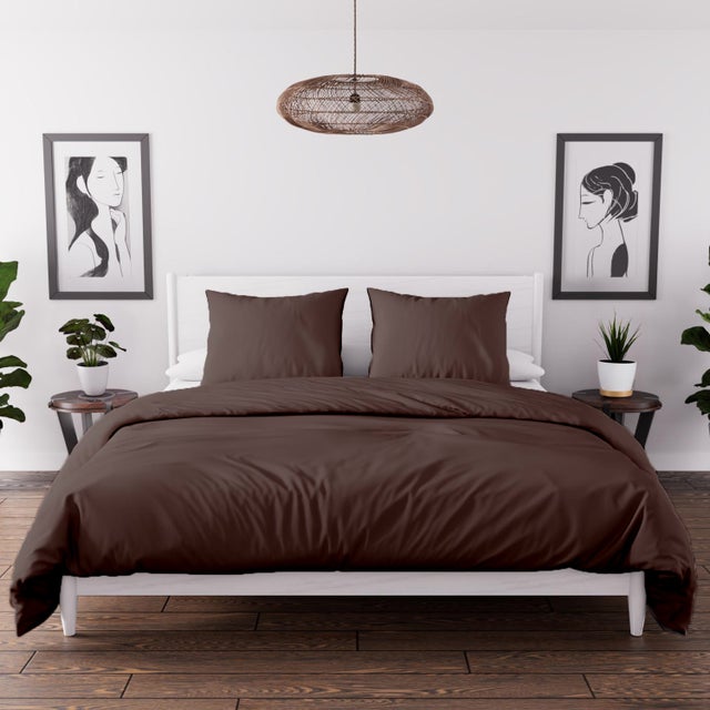 Parure housse de couette en microfibre lavée 240x220 cm BOHEME brun, par Soleil d'Ocre