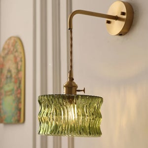 Applique Murale en Forme de Fleur avec Interrupteur à Tirette, Applique Murale en Laiton avec Abat-Jour en Verre, luminaire de Salle de Bain, de vanité, de Couloir, for Chambre à Coucher, Chevet,pour