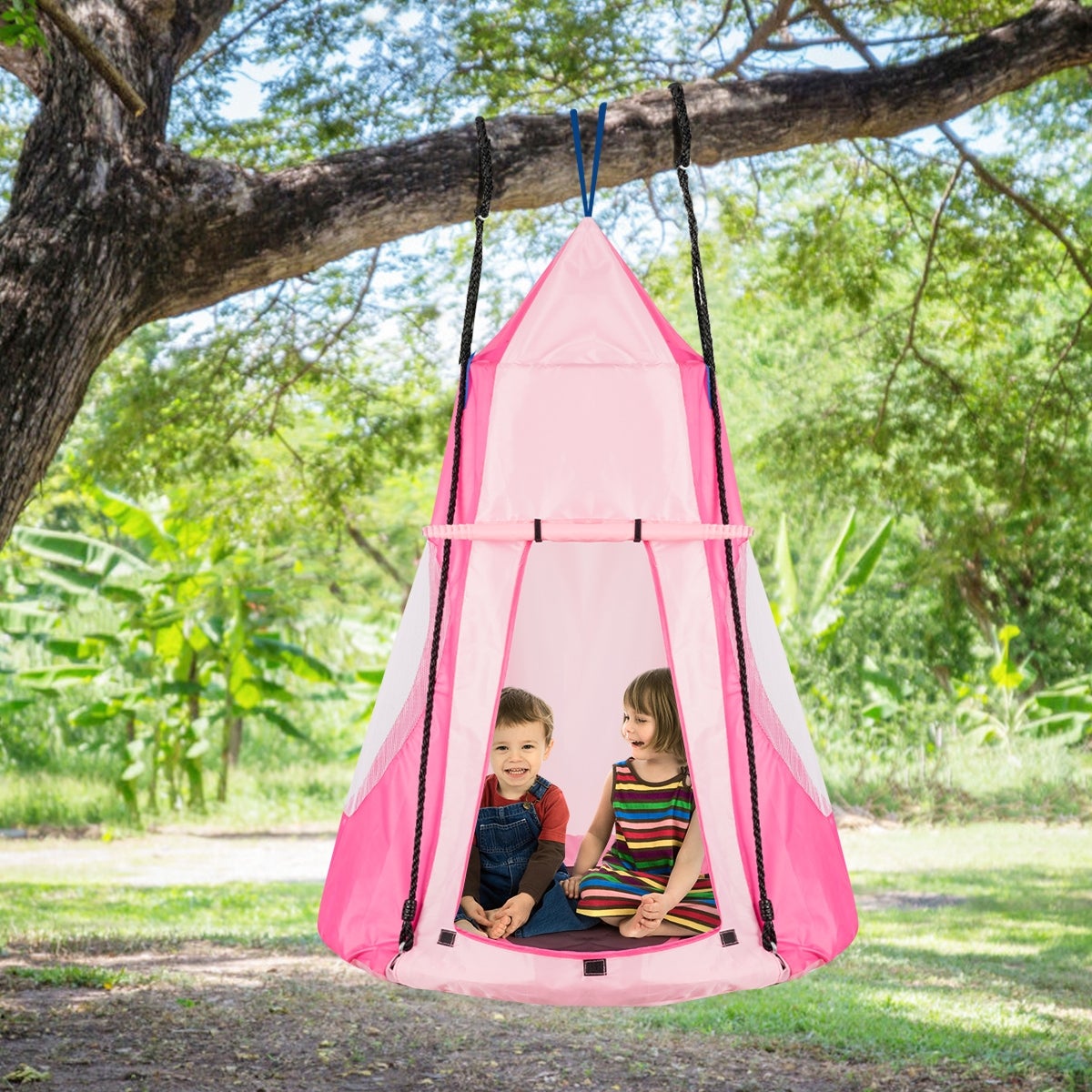 Balançoire nid d'oiseau 110cm rouge, grande balançoire extérieure, balançoire suspendue jardin, aire de jeux enfant, résistant - Jeux - Jouets