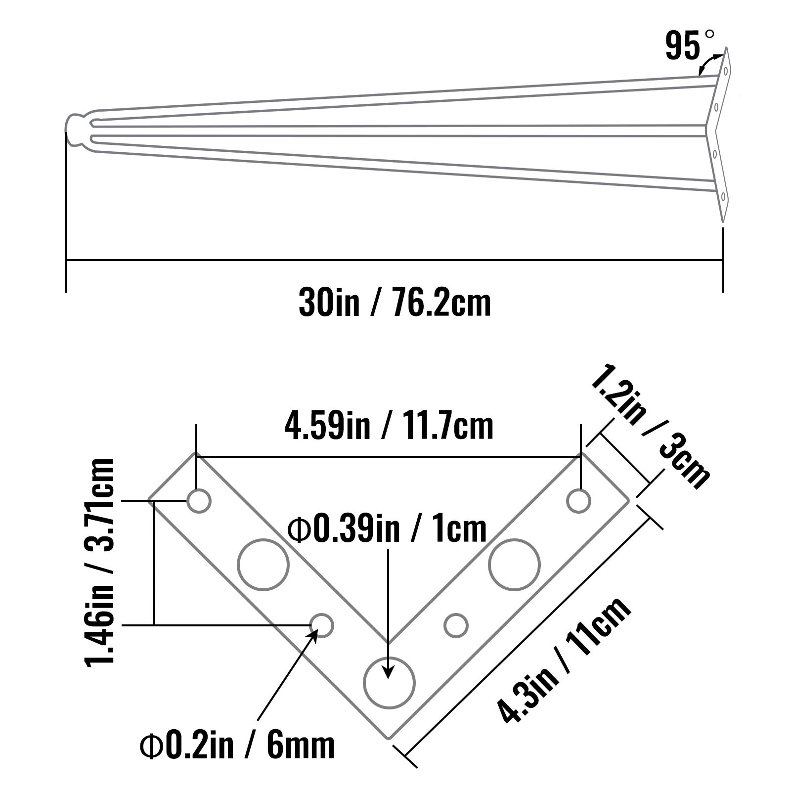 Pieds Table Épingle à Cheveux SucceBuy 30 po Noir Set 4 Capacité 220 lb Acier Carbone - 2