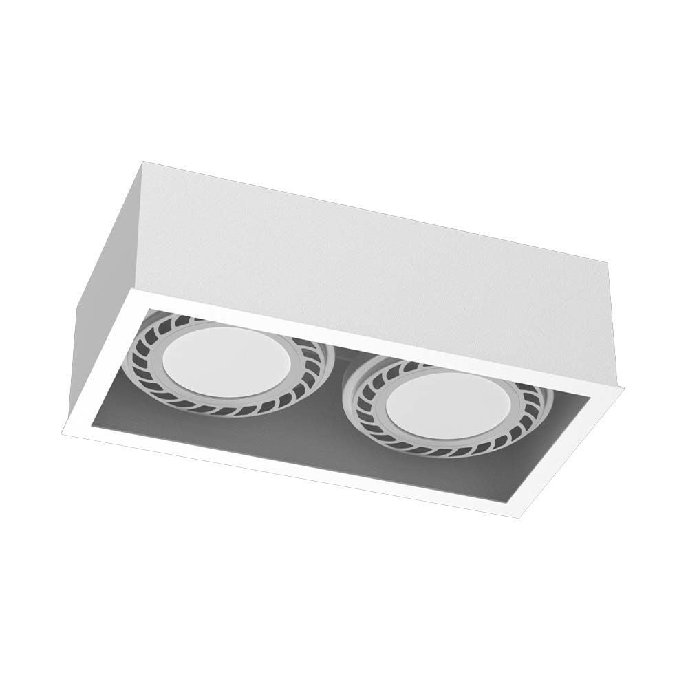 Reflektor sufitowy spot natynkowy Cage prostokątny biały 2xGU10x18W wym: 8,5 x 25,5 x 13,5 cm metal Brosline