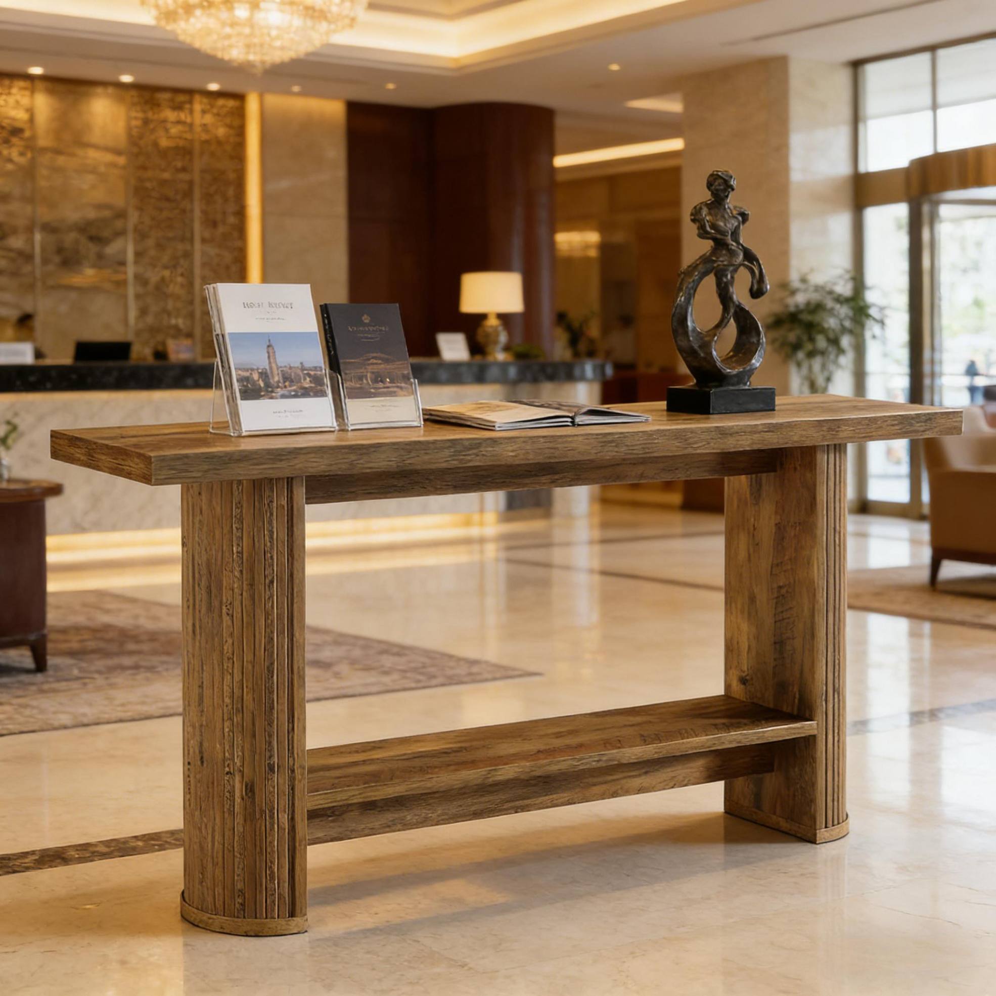 Console 140x30x80 cm, design moderne, bois d’ingénierie, marron | Leroy ...