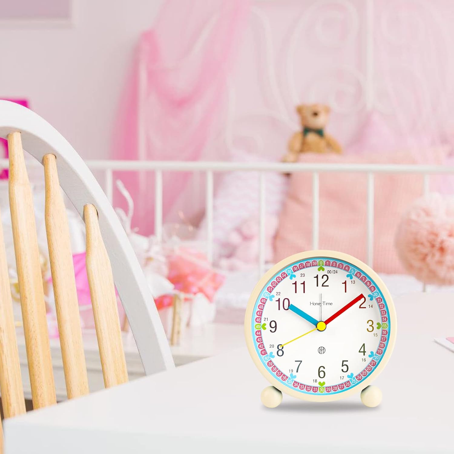 Réveil pour enfants ( et s), réveil silencieux (sans tic-tac), réveil de chevet analogique lumineux original avec fonction snooze - 5