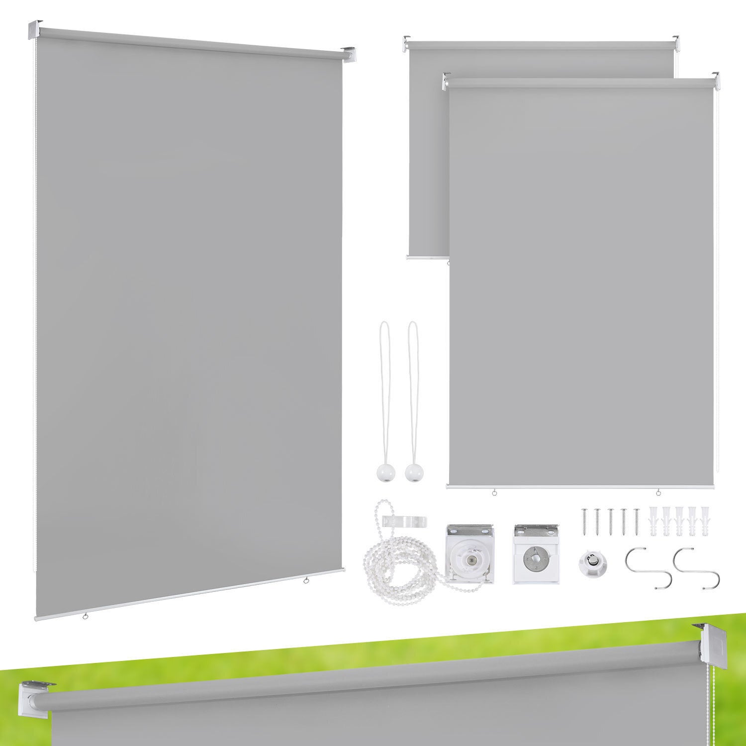 2x Roleta Pionowa Zewnętrzna 140x140 cm na Balkon i Taras Ochrona Przeciwsłoneczna Wodoodporna 80% Jasnoszary