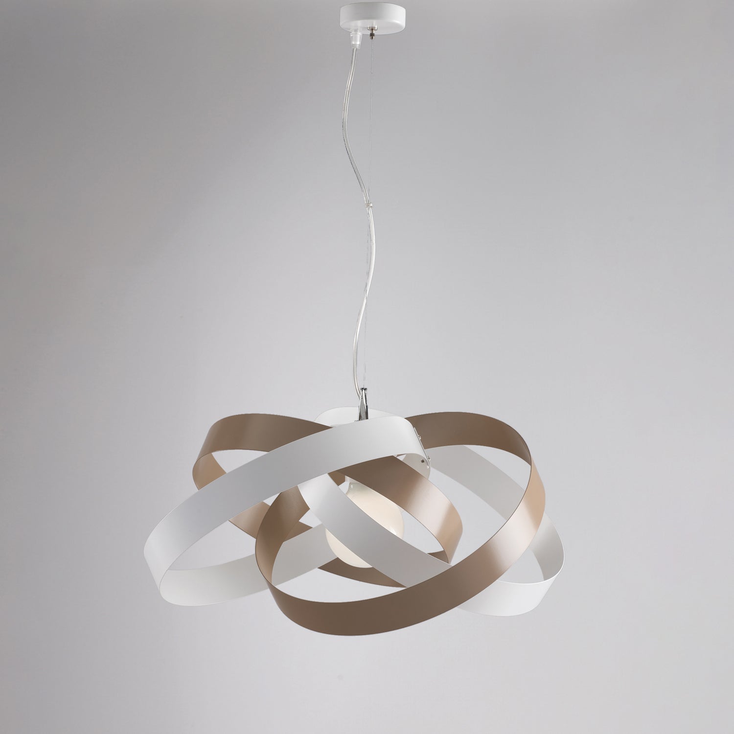 Vertigo Suspension en fer laqué blanc et gris avec câble en acier orientable 1 lumière 125 d.54 BL156-1-BG - 2