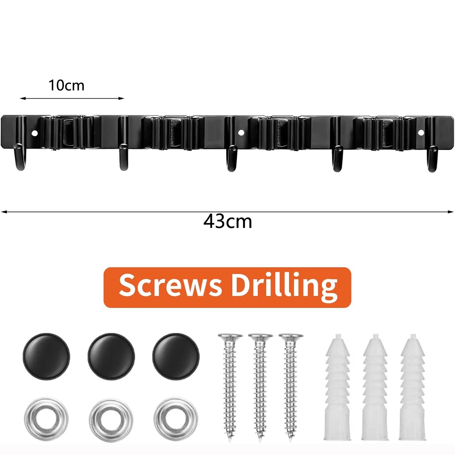 Support pour balais, fixation murale, organisateur pour balais et serpillères, porte-outils, porte-ustensiles, crochets muraux en acier inoxydable - 2