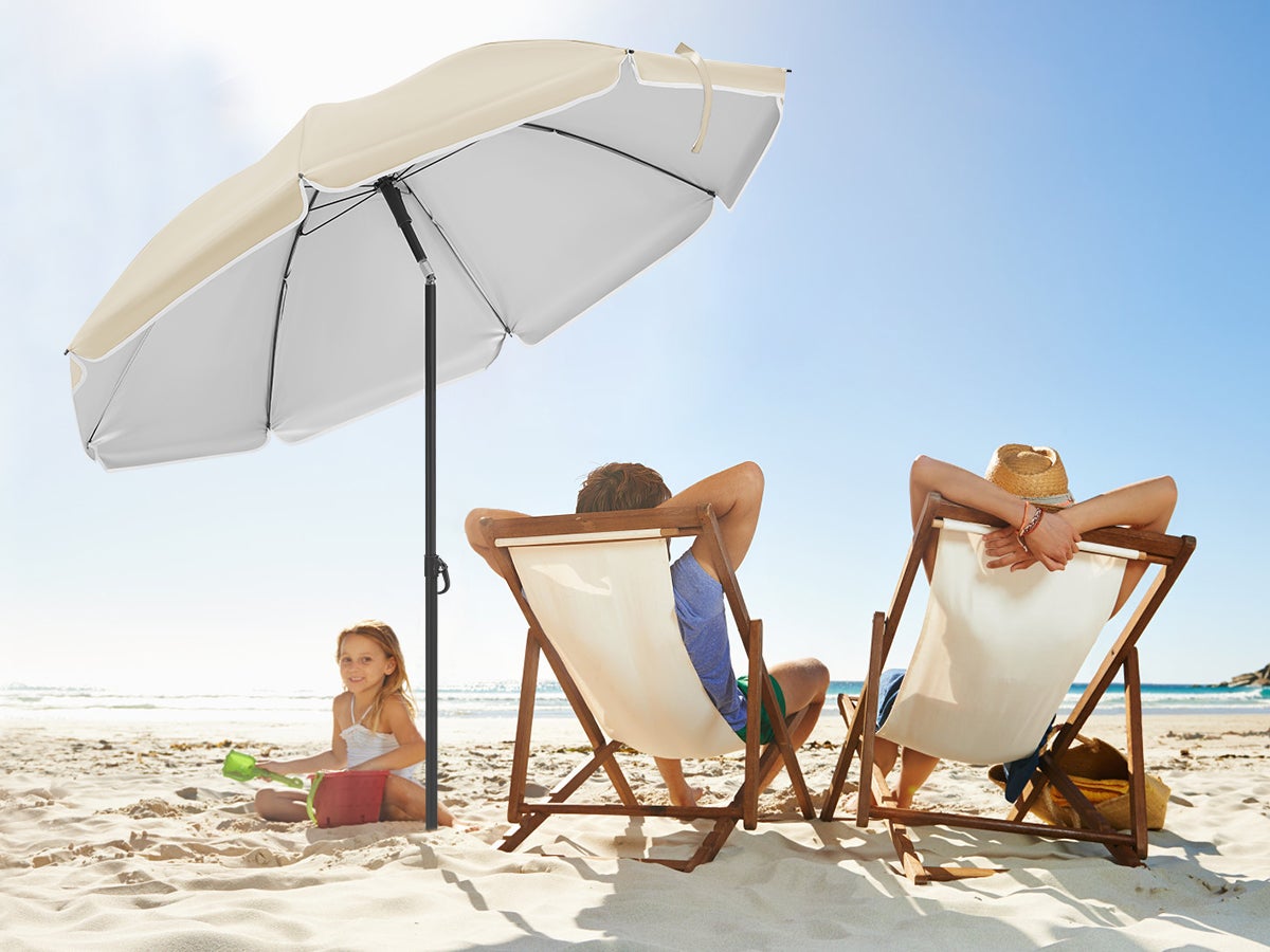 Parasol de Jardin WOLTU, Parasol Inclinable Ø135 cm, Hauteur Réglable, en Tissu Anti-UV à UPF 50+, Beige - 2
