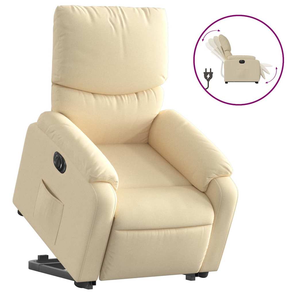 Fauteuil inclinable électrique crème tissu - 2