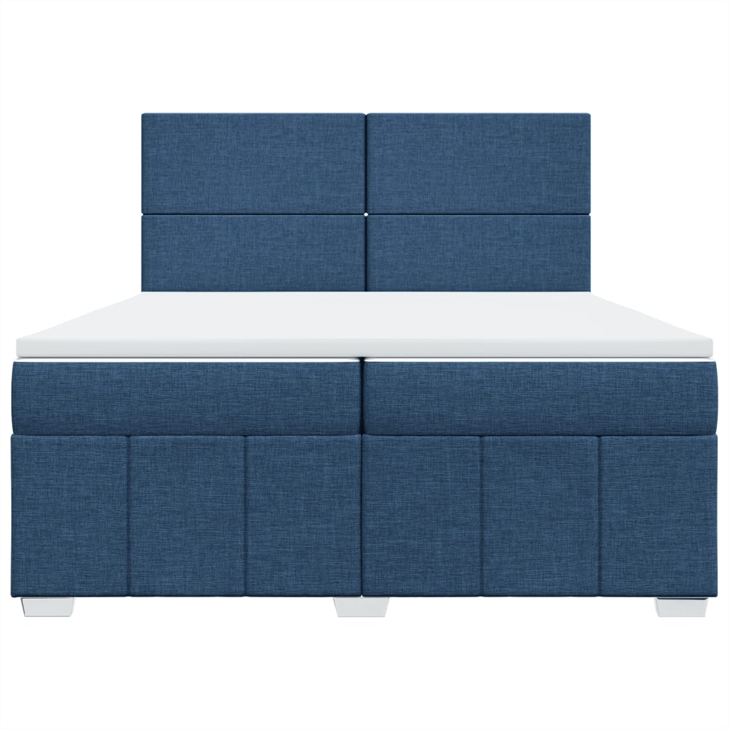 Maison Exclusive - Sommier à lattes de lit avec matelas Bleu 200x200 cm Tissu - 6