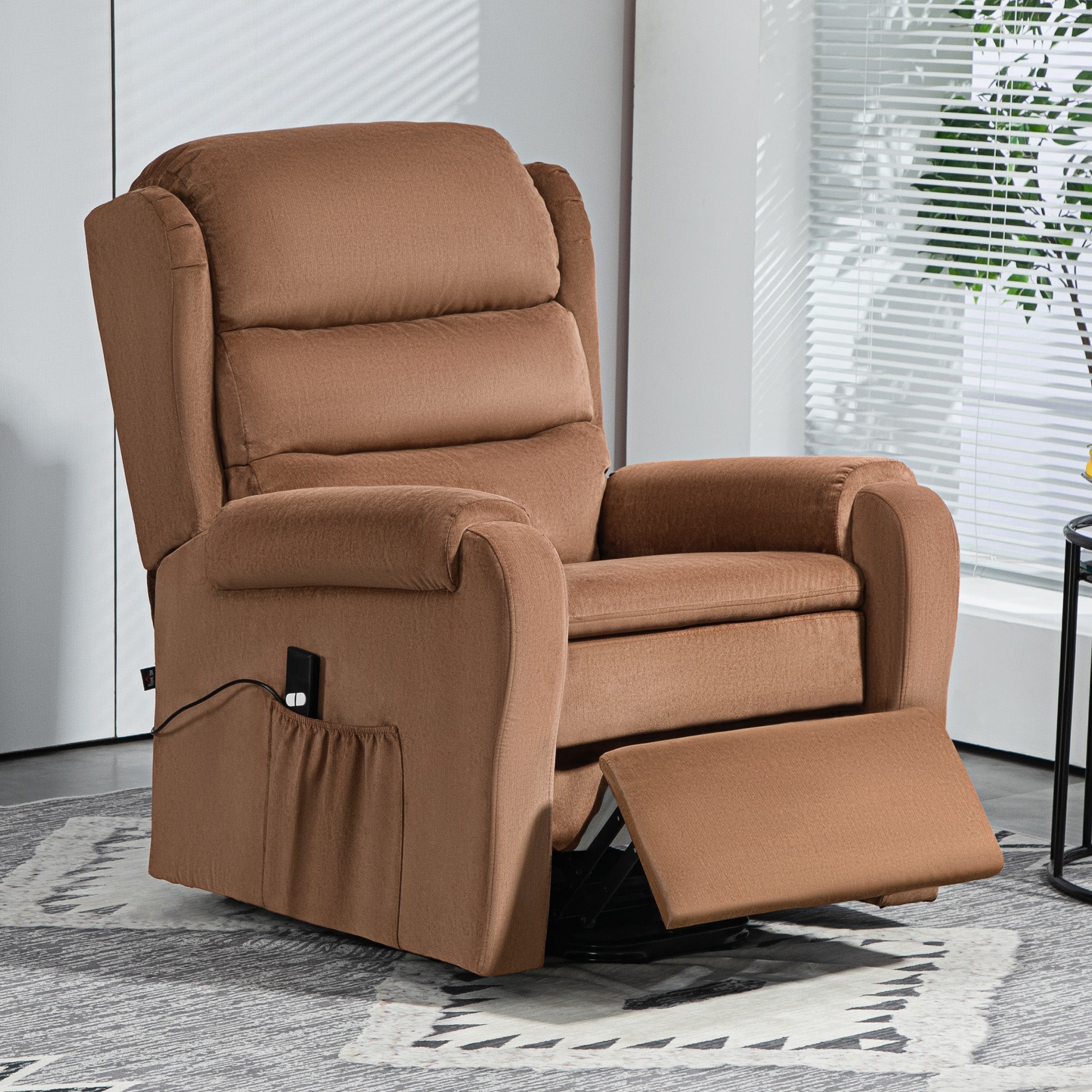 Poltrona Relax Reclinabile Manuale 160° Con Poggiapiedi, Tessuto Effetto Lino Beige, HOMCOM