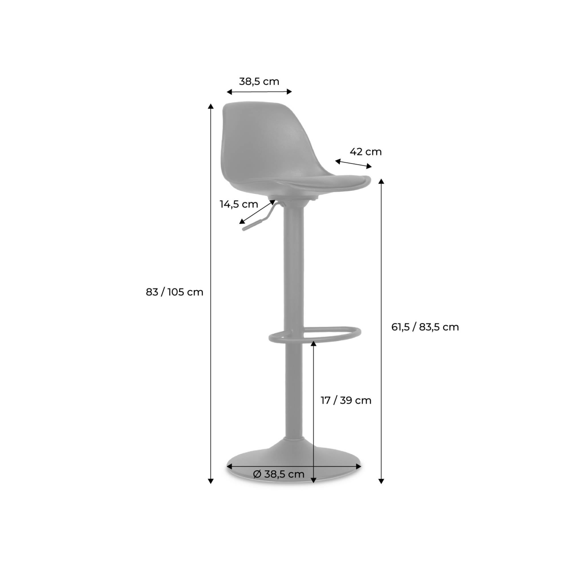 Lot de 2 tabourets de bar réglables 61.5/83.5cm - Noah - simili cuir blanc - hauteur réglable. repose-pieds - 4