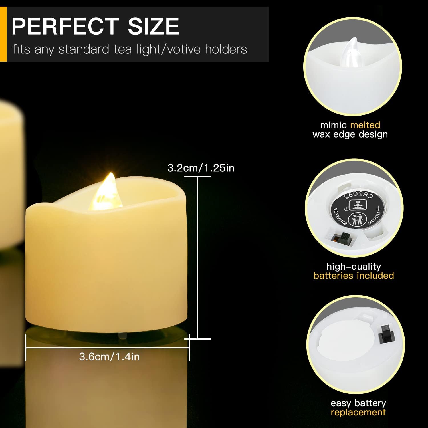 Bougies LED Flamme Vacillante Lumière 14 pcs,Bougies électriques Bougies de noël pour noël, Arbre de noël, pâques, Mariage - 2