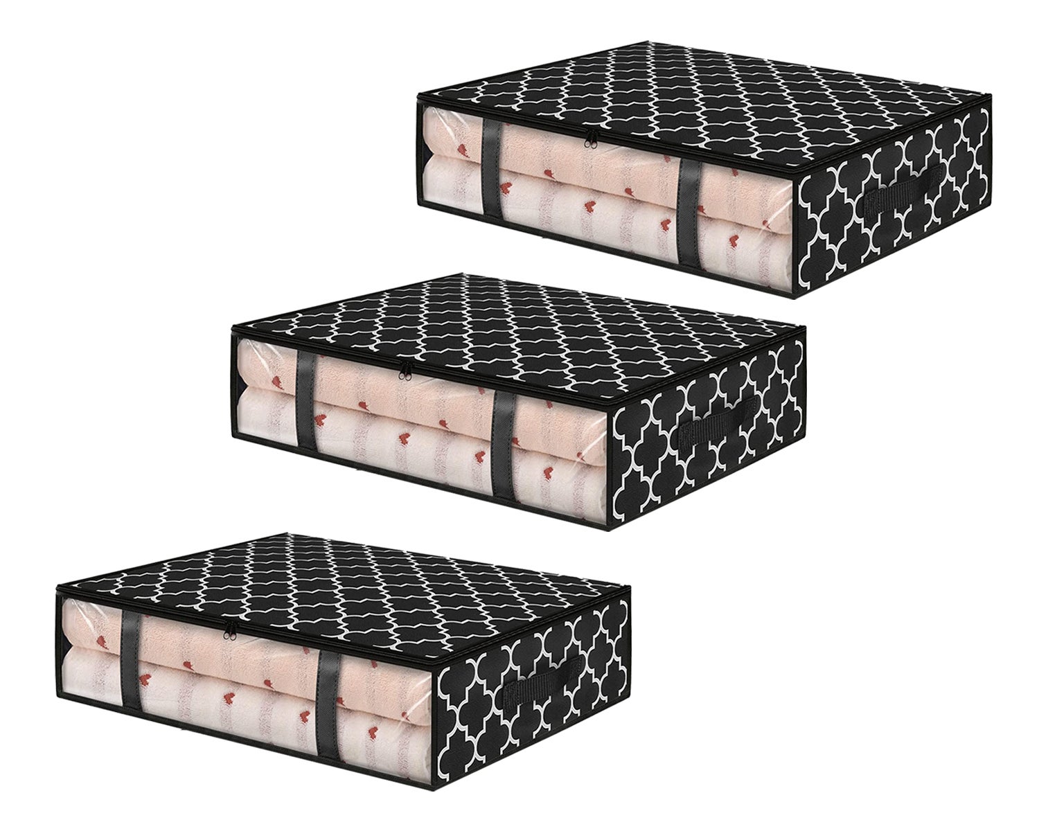 2 Contenitori Sotto Il Letto 50L Pieghevoli Con Coperchio E Cerniera - Grigi 76x38x17 Cm - Organizer Per Vestiti E Biancheria