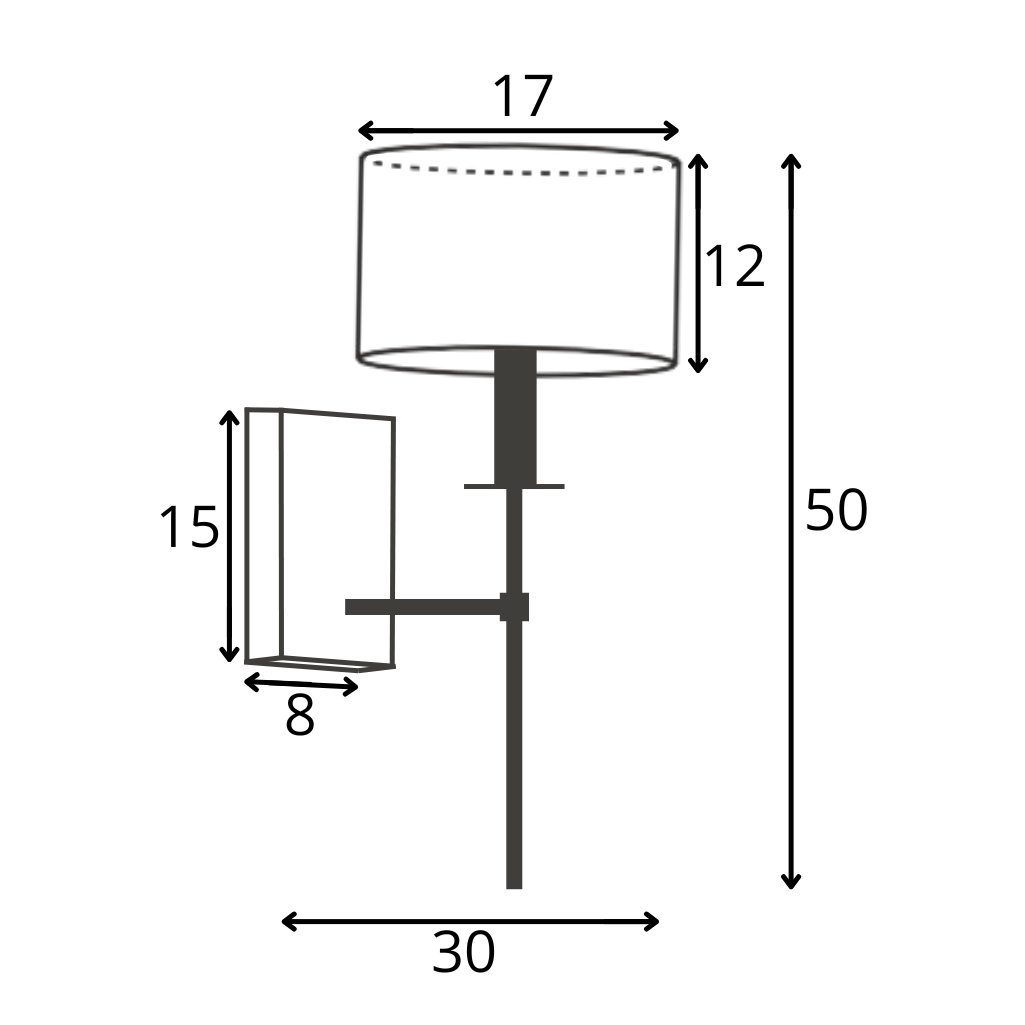 Kinkiet lampa ścienna lampa na ścianę z abażurem walec LOON - 2