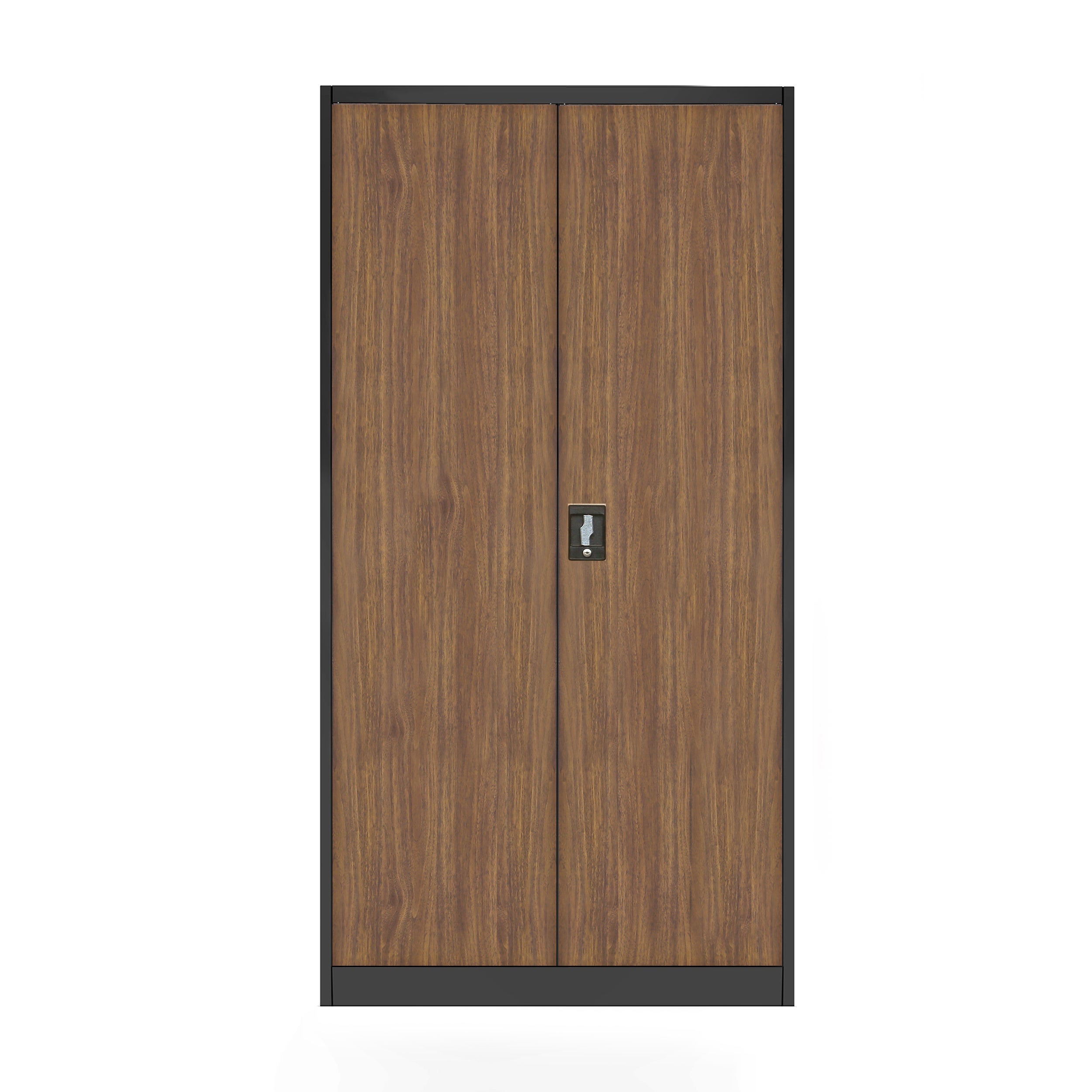 Armoire de Bureau de Rangement Métallique 4 étagères réglables 195 cm x 90 cm x 40 cm Anthracite-Noyer - 3