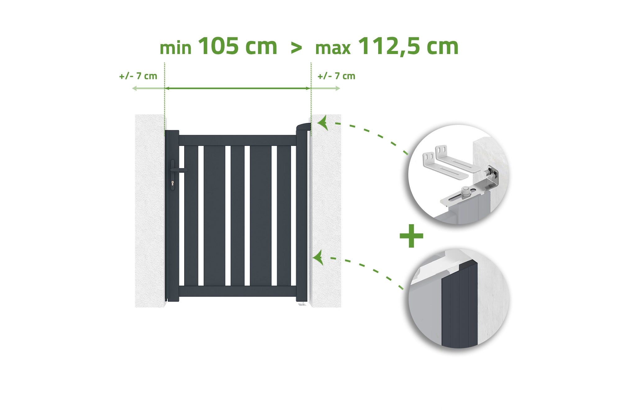 Brama regulowana szerokość 1m VEYMONT H.120cm szare aluminium
