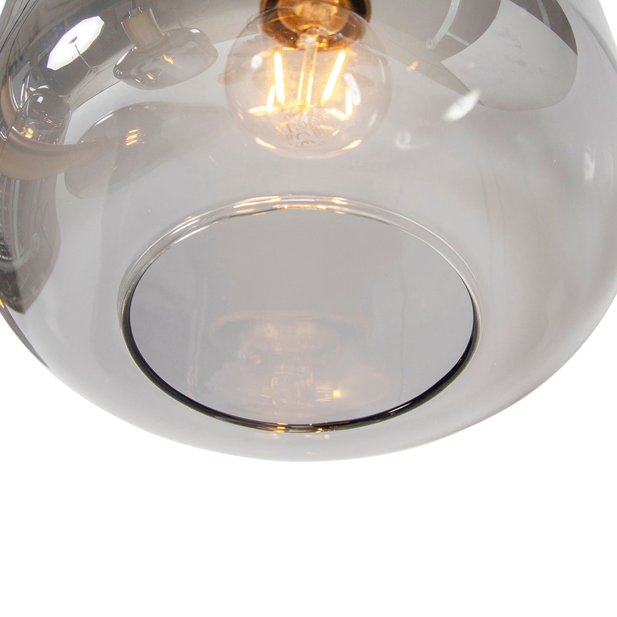 Suspension noire et dorée avec verre fumé 5 lumières - Zuzanna - 8