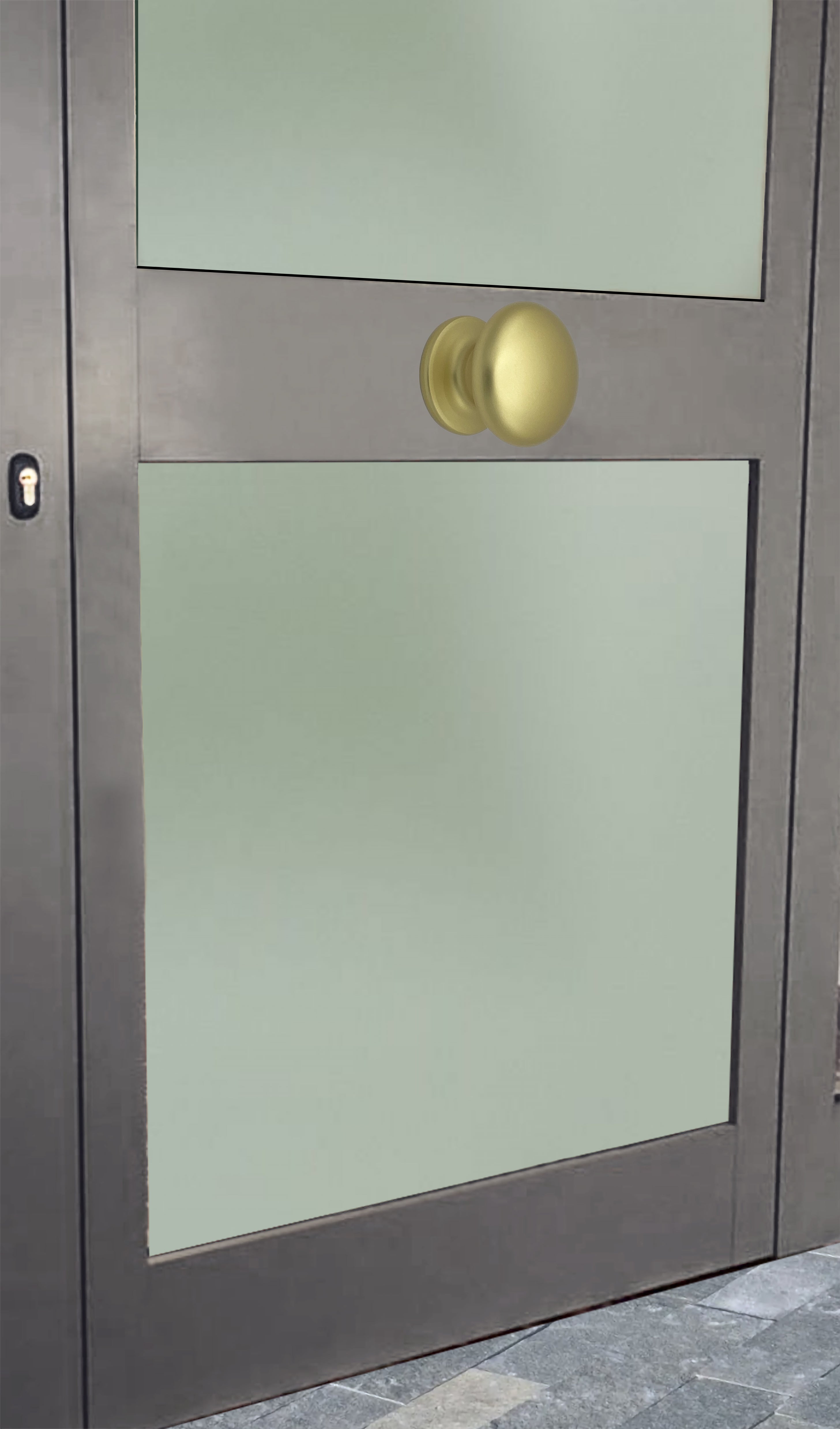 Bouton tirant de porte fixe Ø70 mm en aluminium Or satiné - breveté - 4