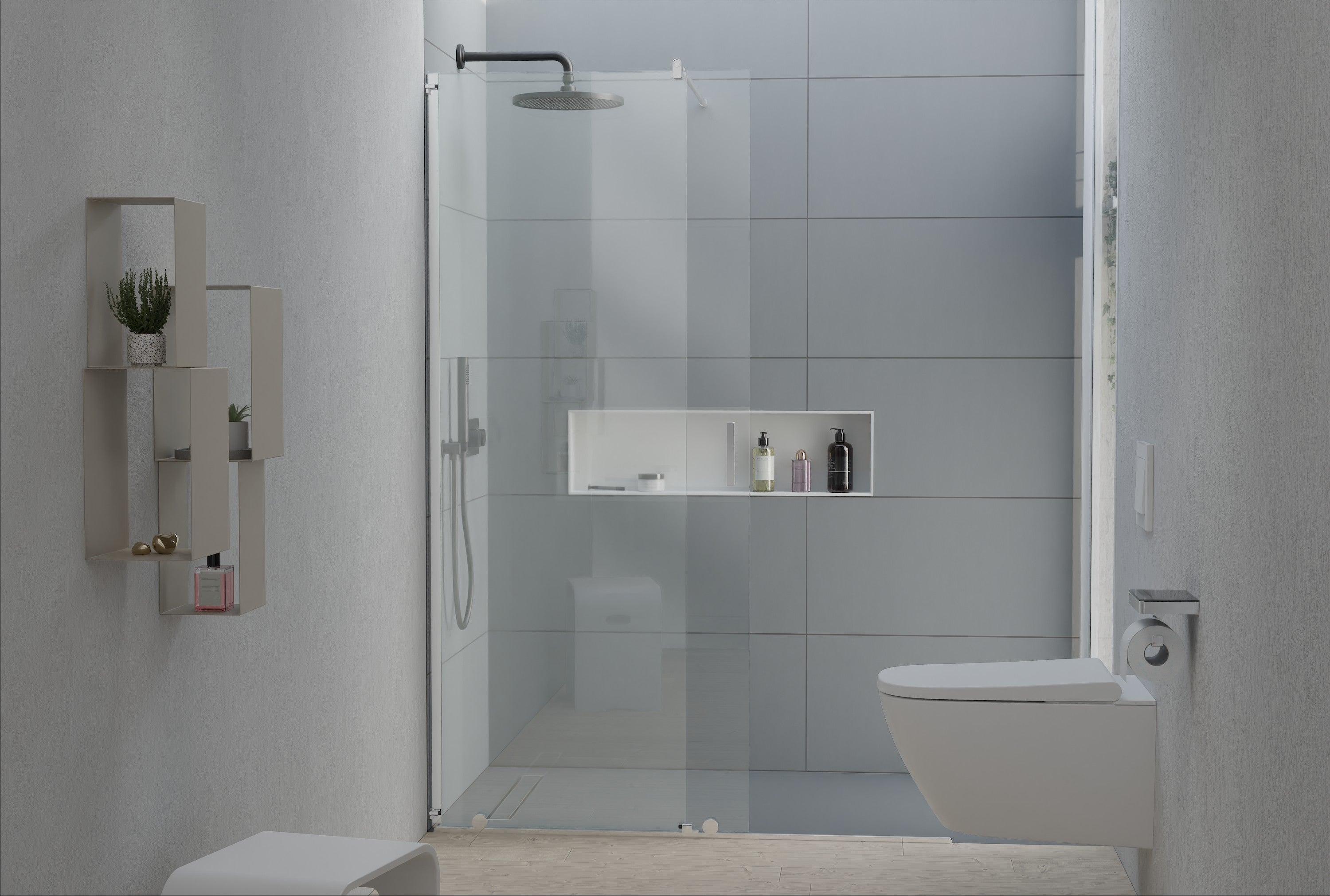 BERNSTEIN - Paroi de douche 195x140cm en verre claire 8mm, Cabine de douche porte coulissante - NT101 - 2